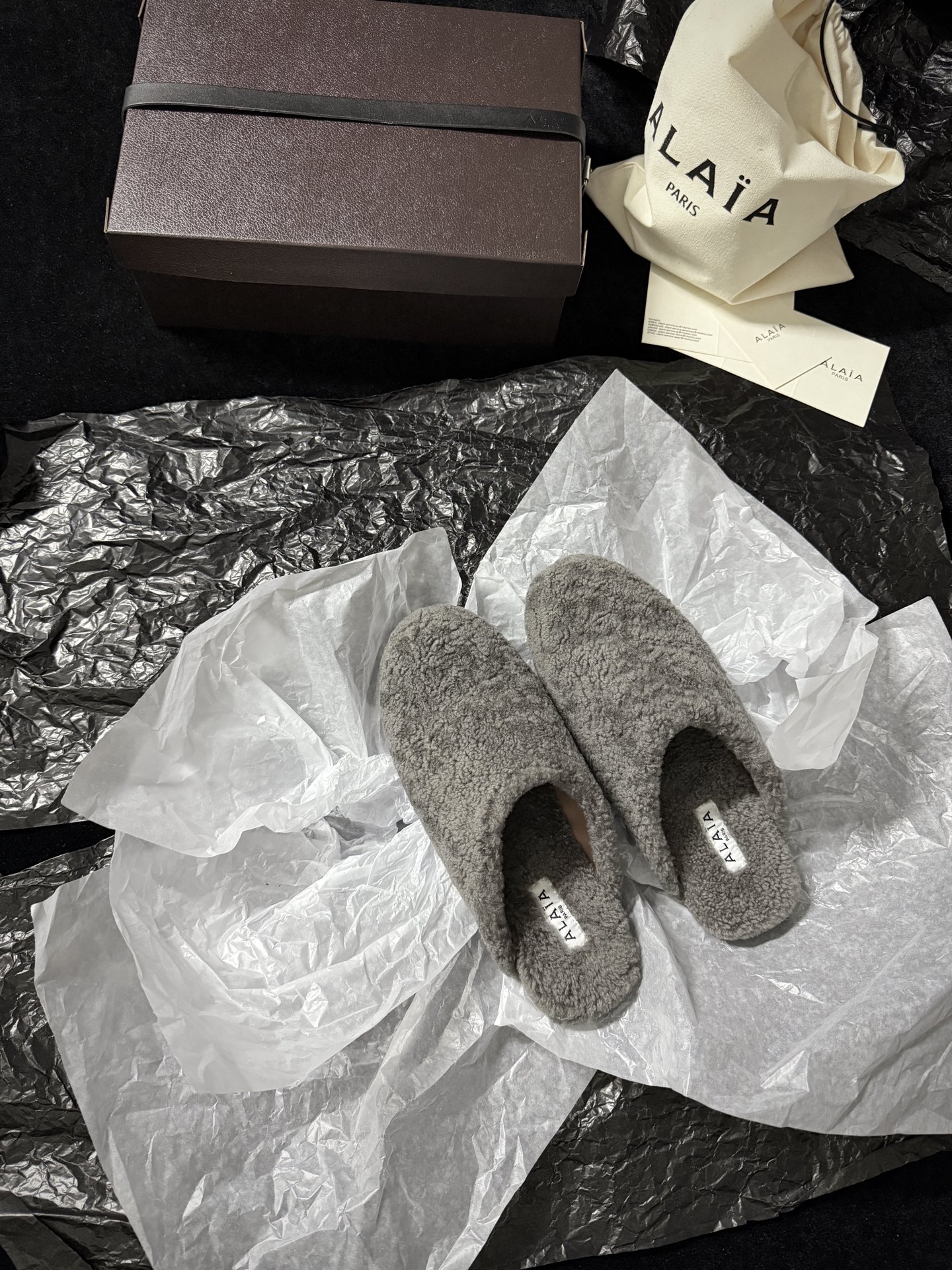 ALAIA Plush Mule Slippers