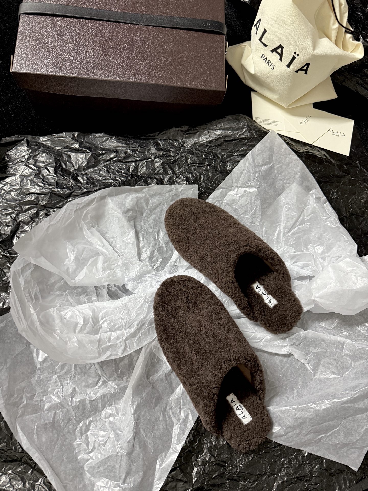 ALAIA Plush Mule Slippers