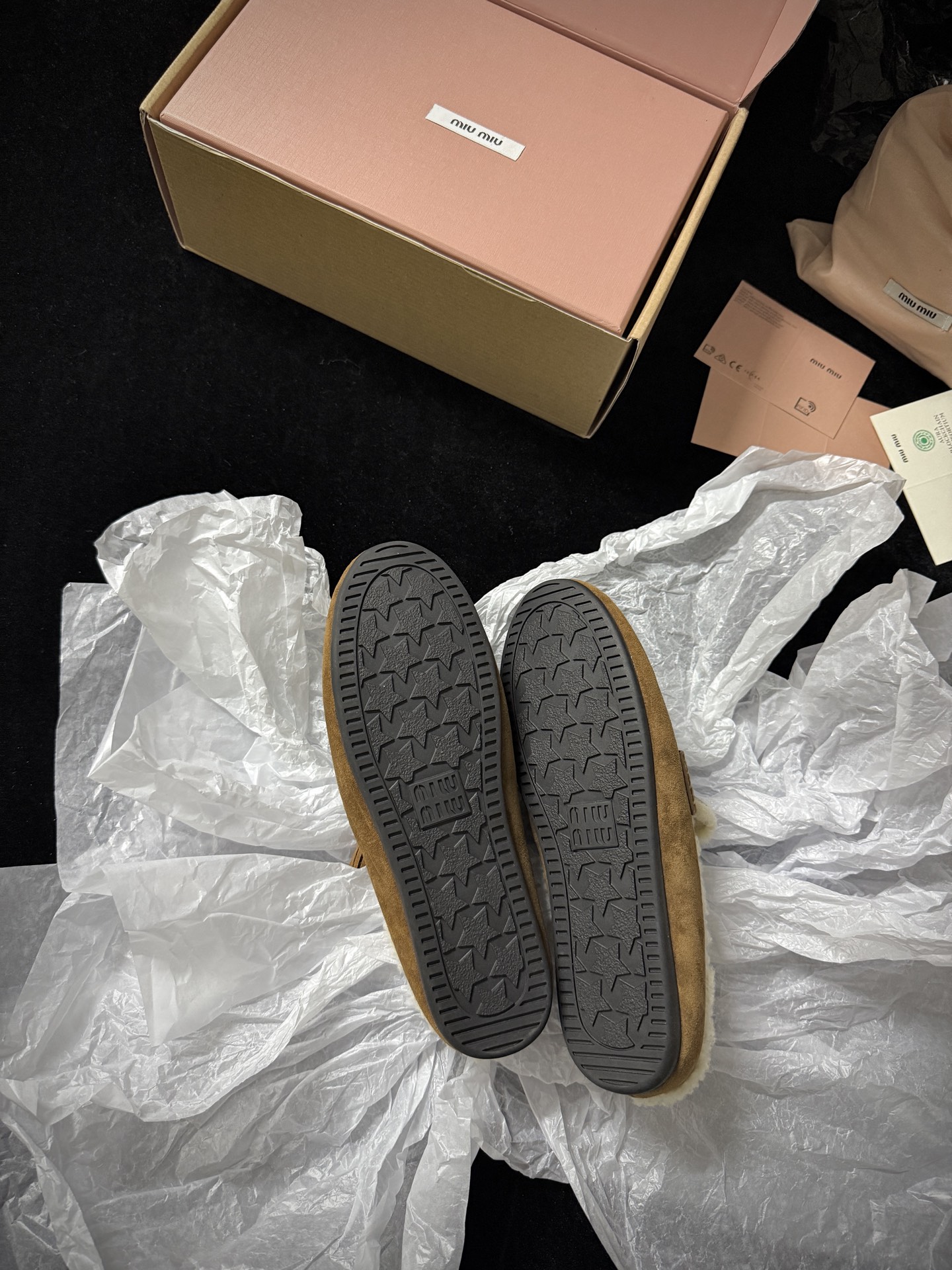 Miu Miu Wool Tassel Mule Slippers