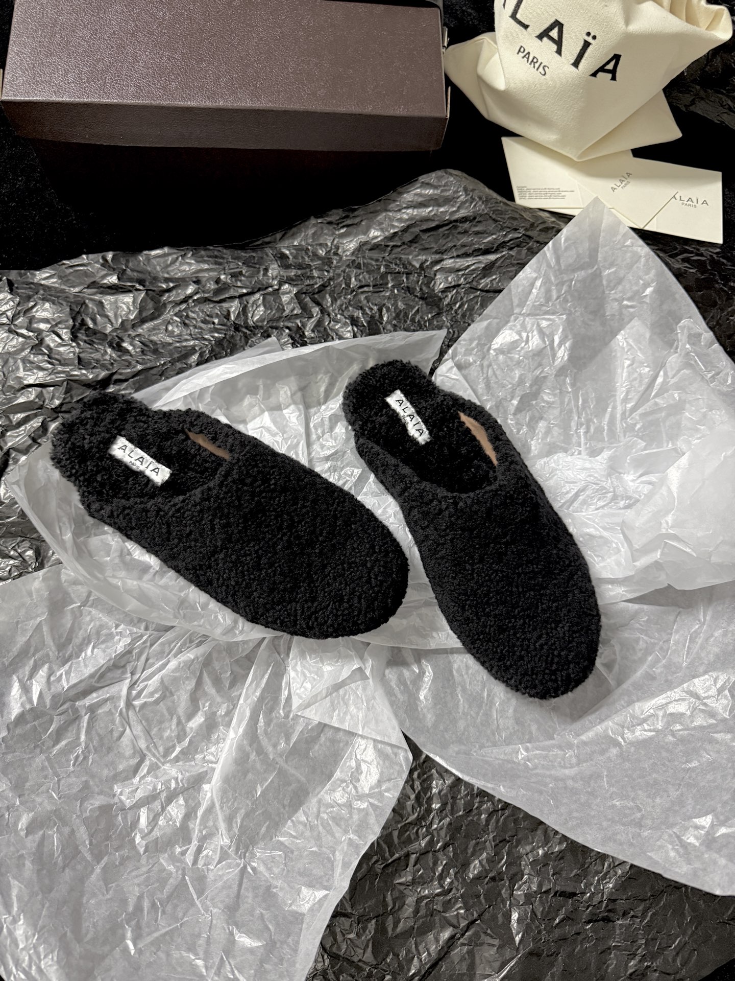 ALAIA Plush Mule Slippers