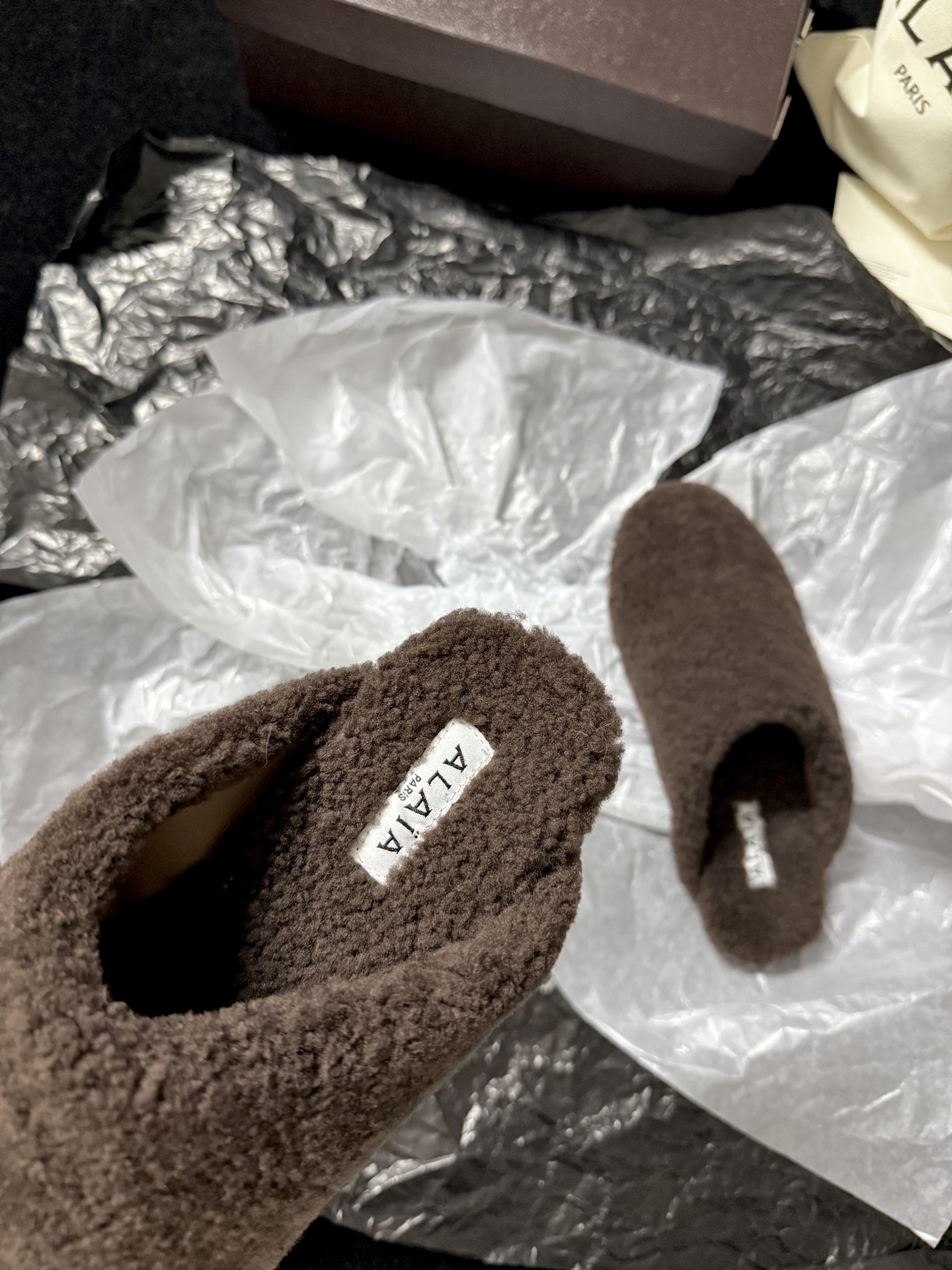 ALAIA Plush Mule Slippers