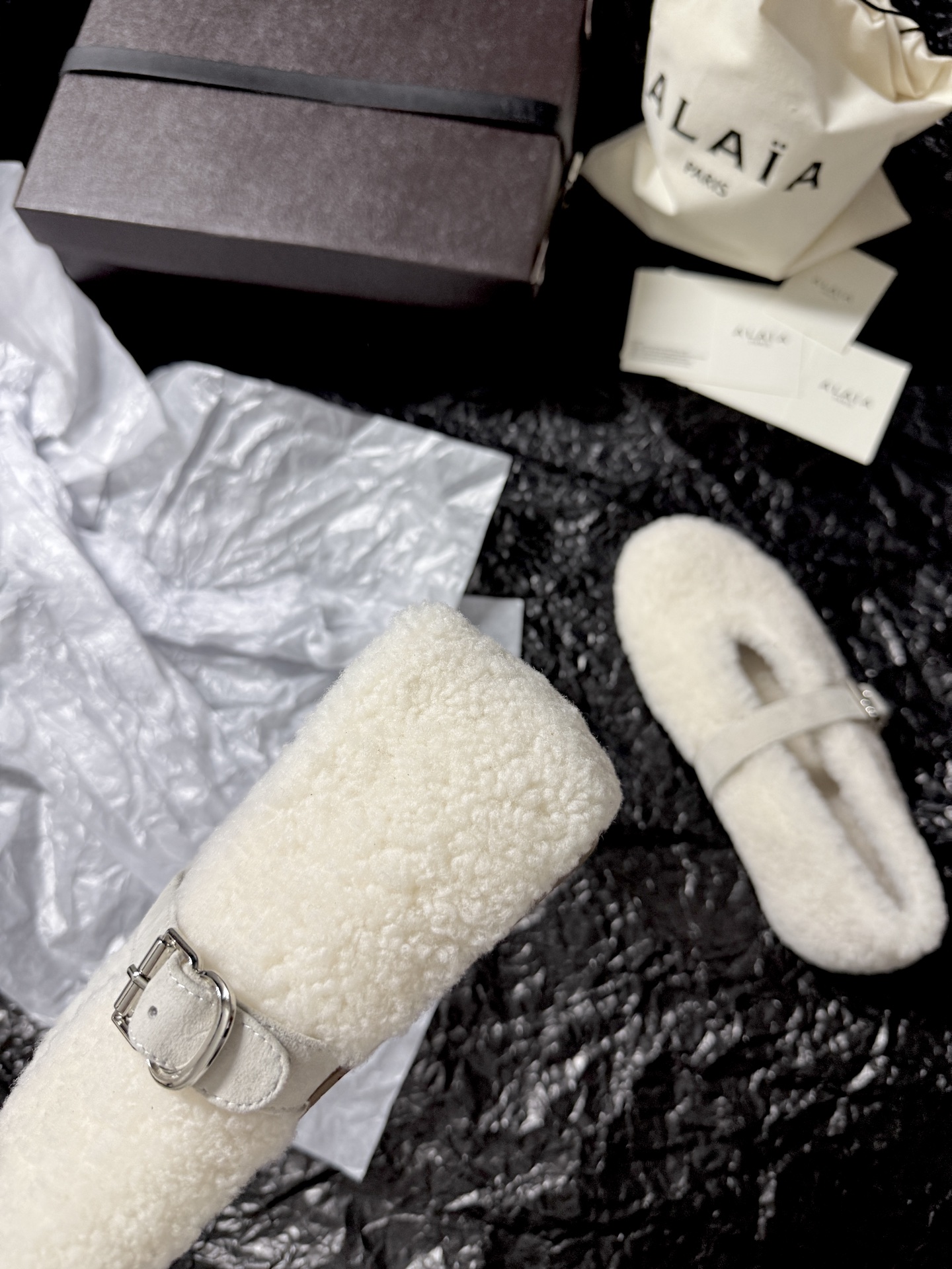 ALAIA Plush strap shoes