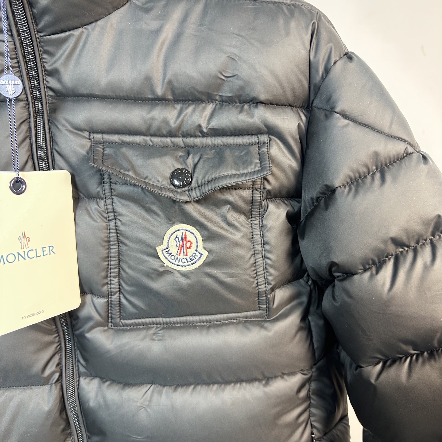 MONCLER Stand-Collar Down Jacket with Pocket Patches