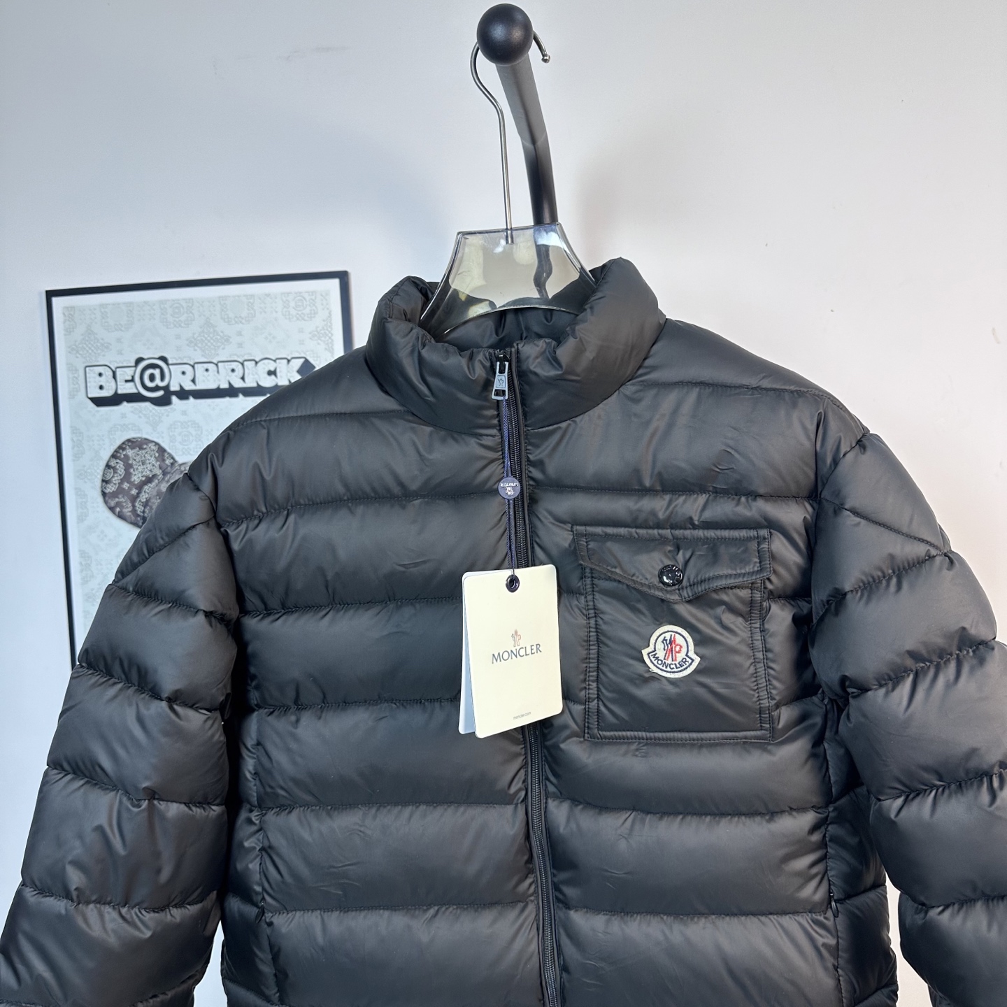 MONCLER Stand-Collar Down Jacket with Pocket Patches