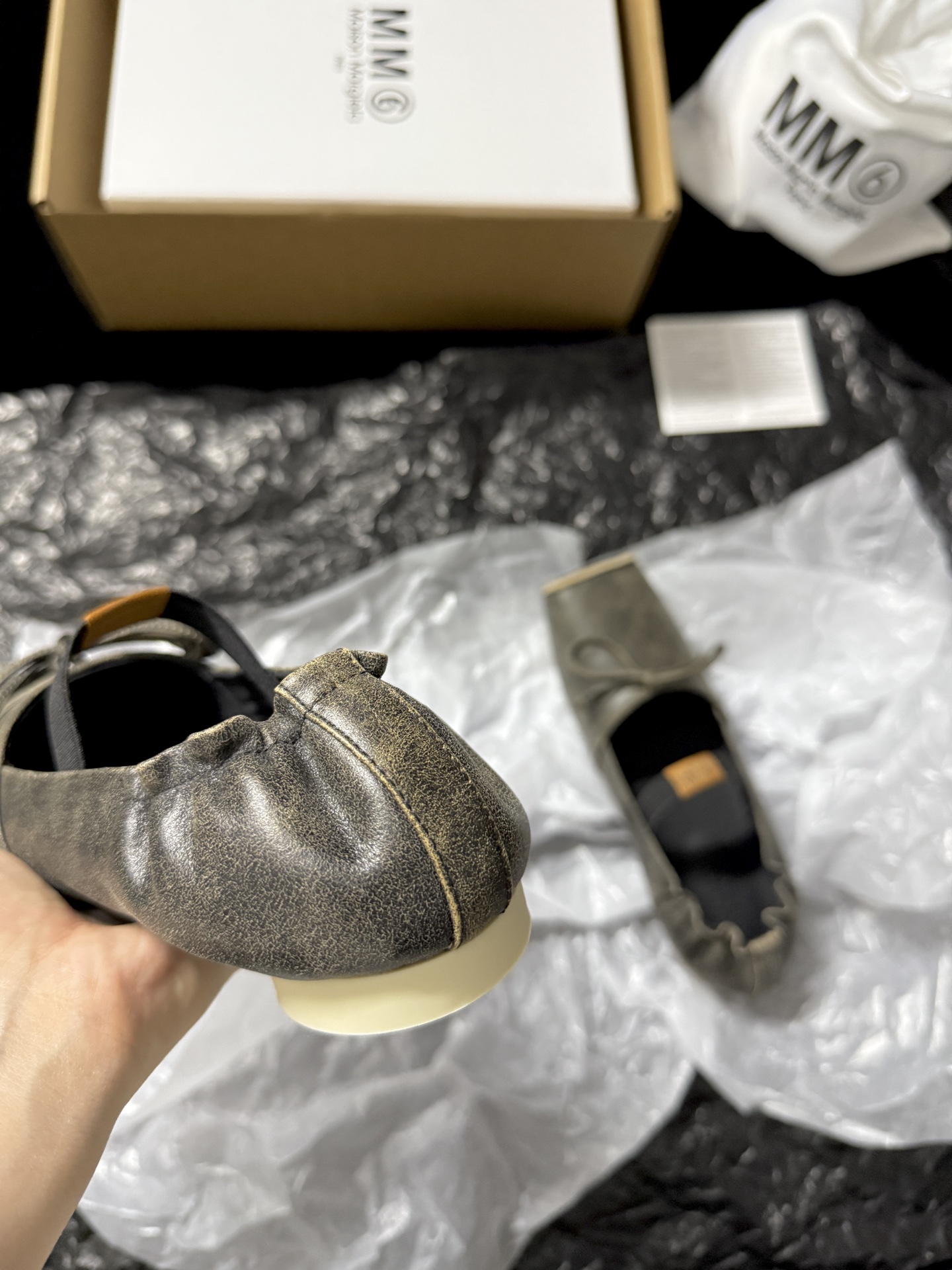 Maison Margiela Square-toe bow flats