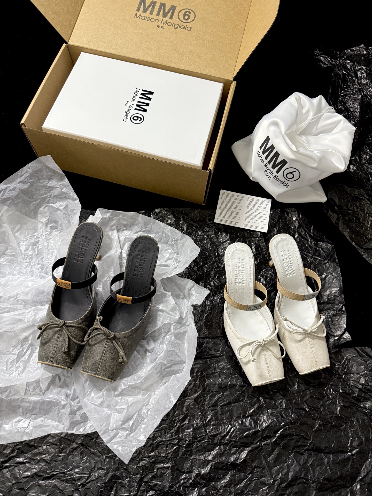 Maison Margiela Square-toe bow slip-on sandals