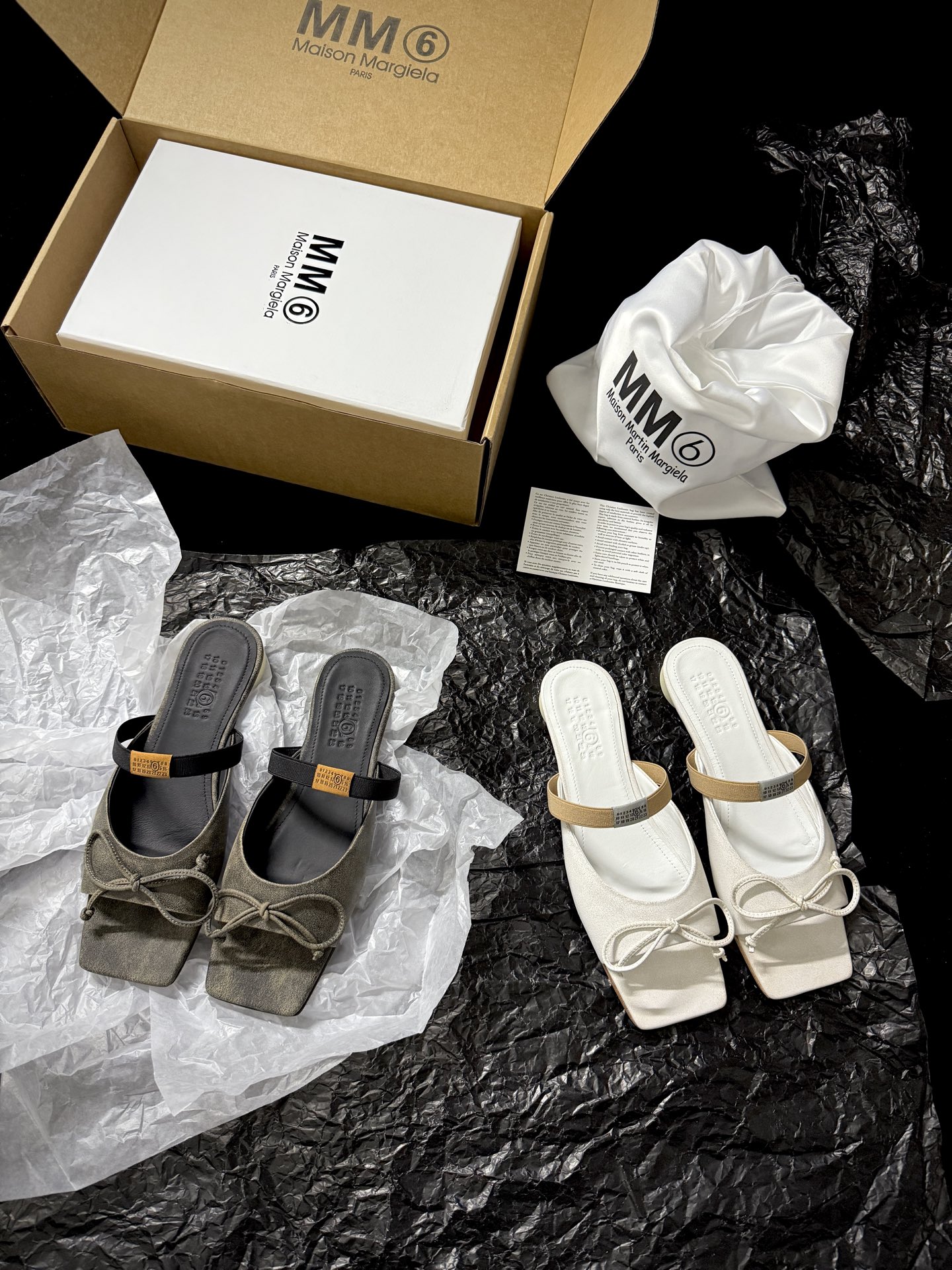 Maison Margiela Square-toe bow slip-on sandals