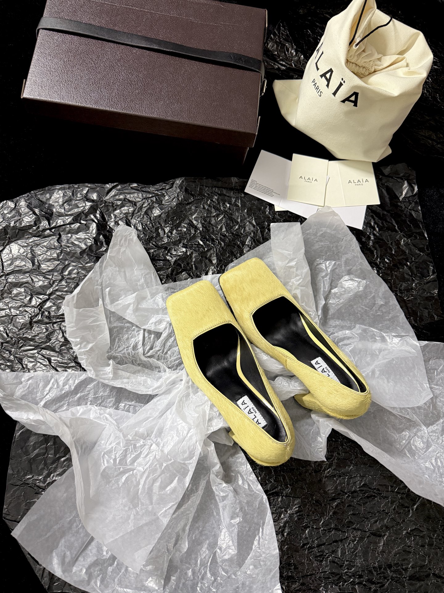 Alaïa Square toe shoes with horsehair upper