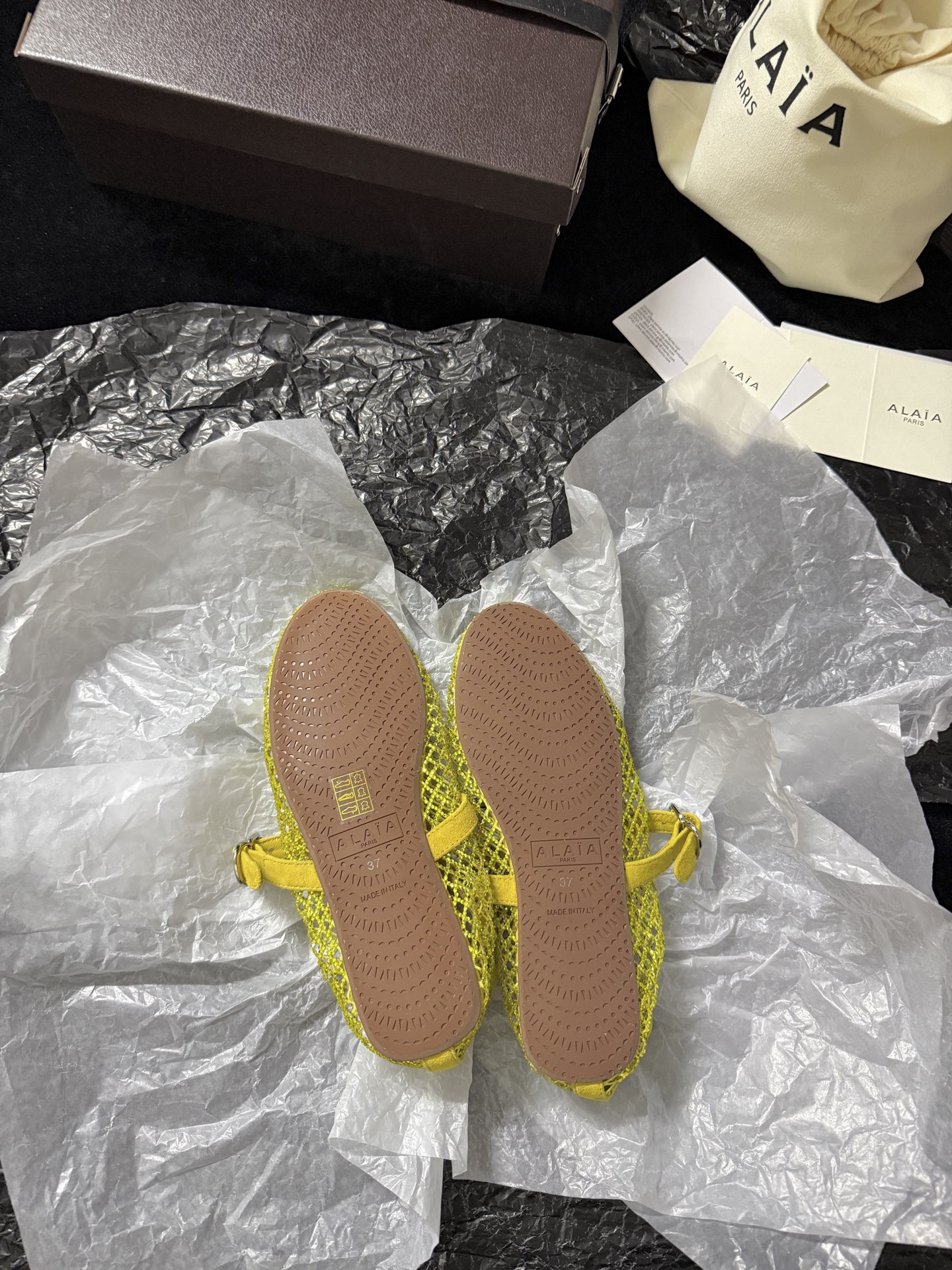 Alaïa Woven mesh rhinestone flats