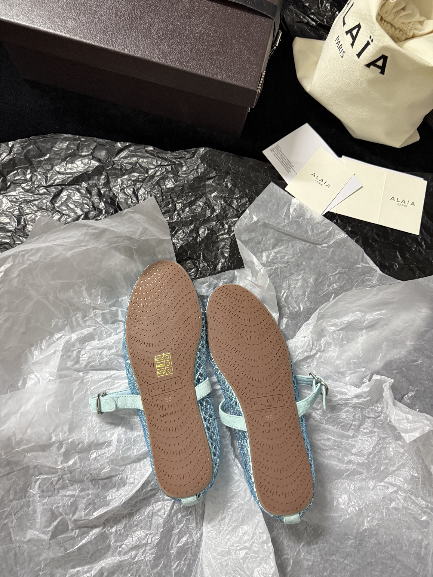 Alaïa Woven mesh rhinestone flats