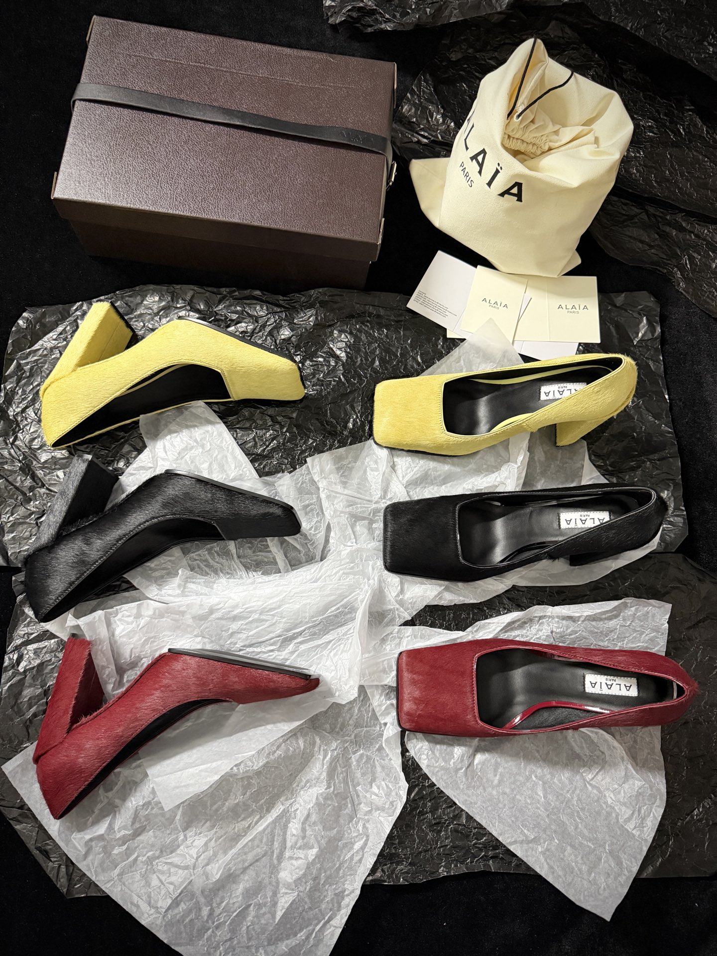 Alaïa Square toe shoes with horsehair upper