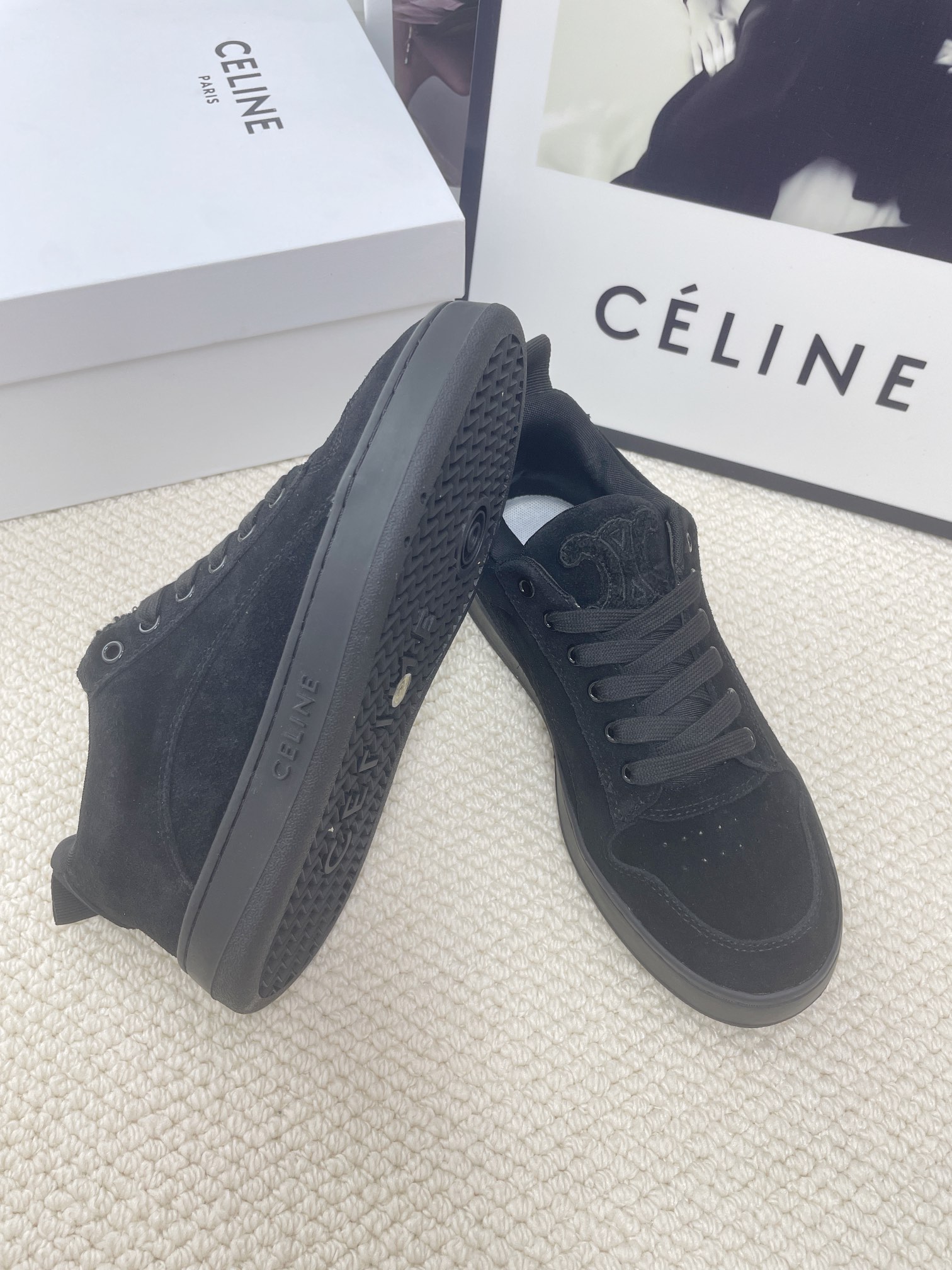 CELINE logo casual white sneakers