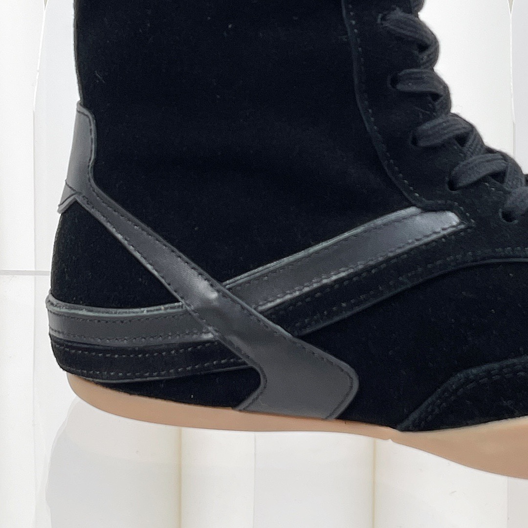 Miu Miu Deerskin Mid-calf Wool Lace-up Martin Boots