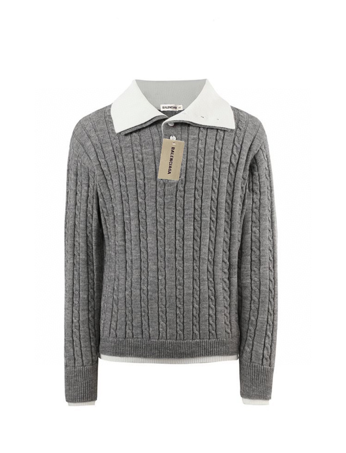 Balenciaga Cable Knit Fake Two-Piece Lapel Sweater