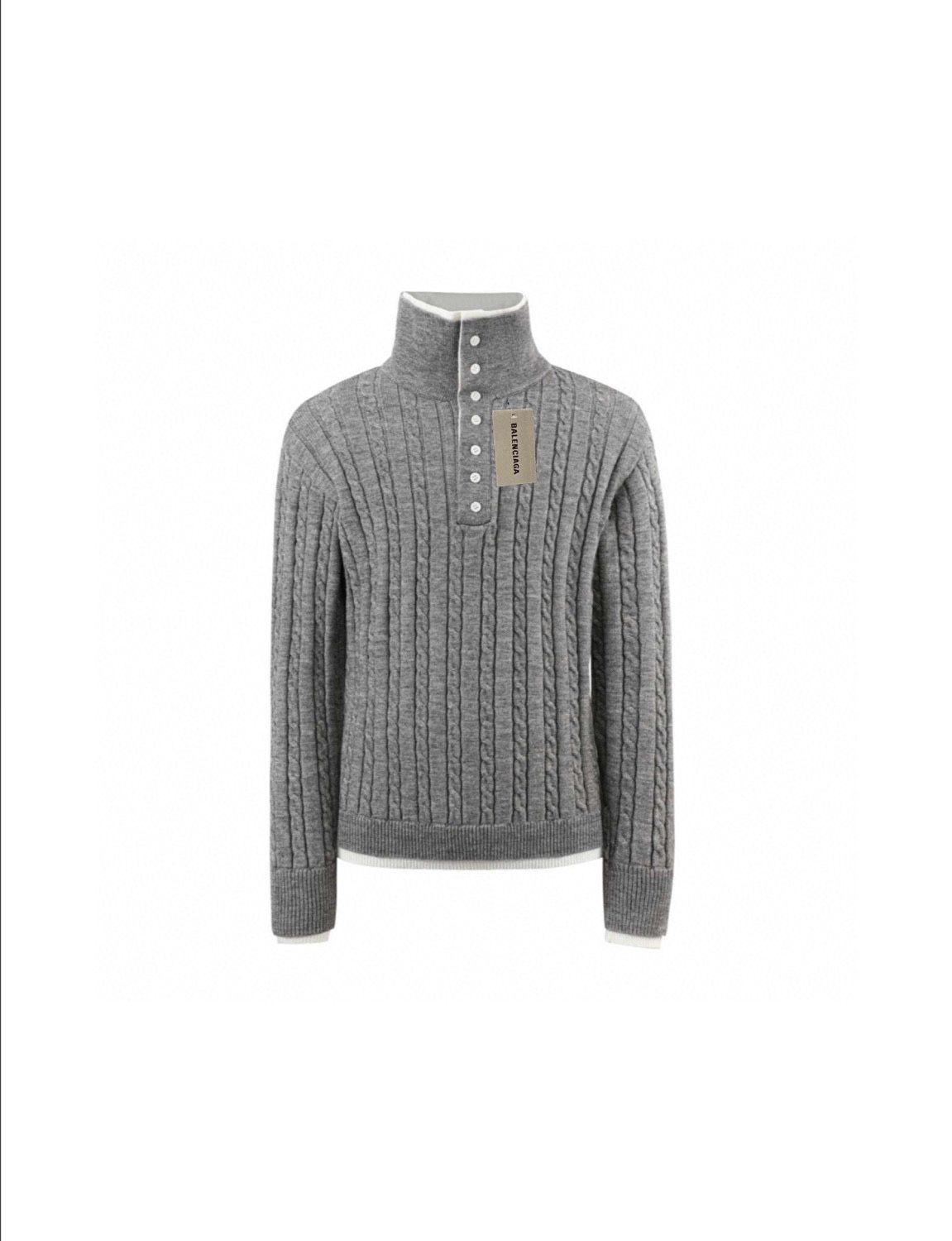 Balenciaga Cable Knit Fake Two-Piece Lapel Sweater