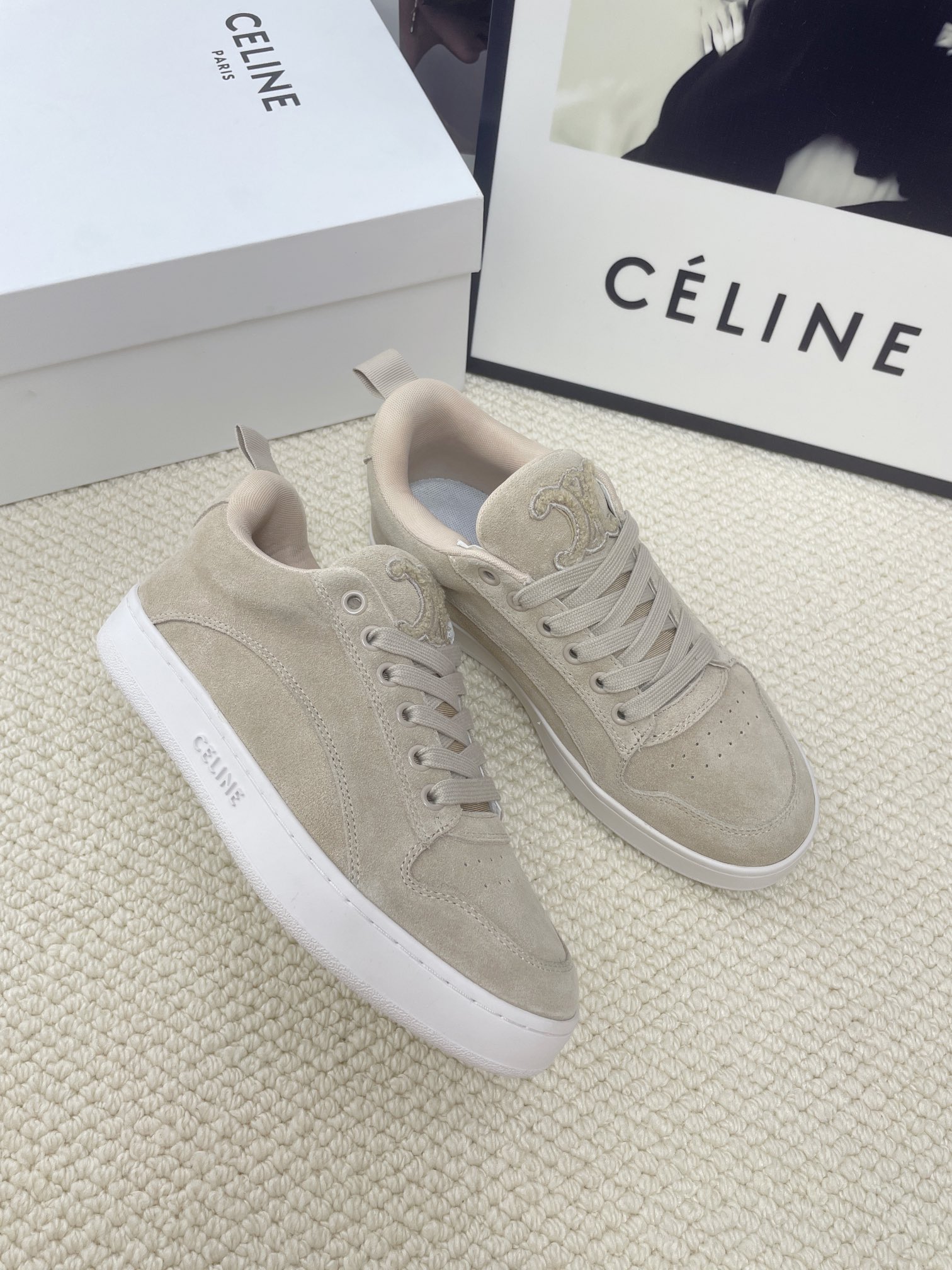 CELINE logo casual white sneakers