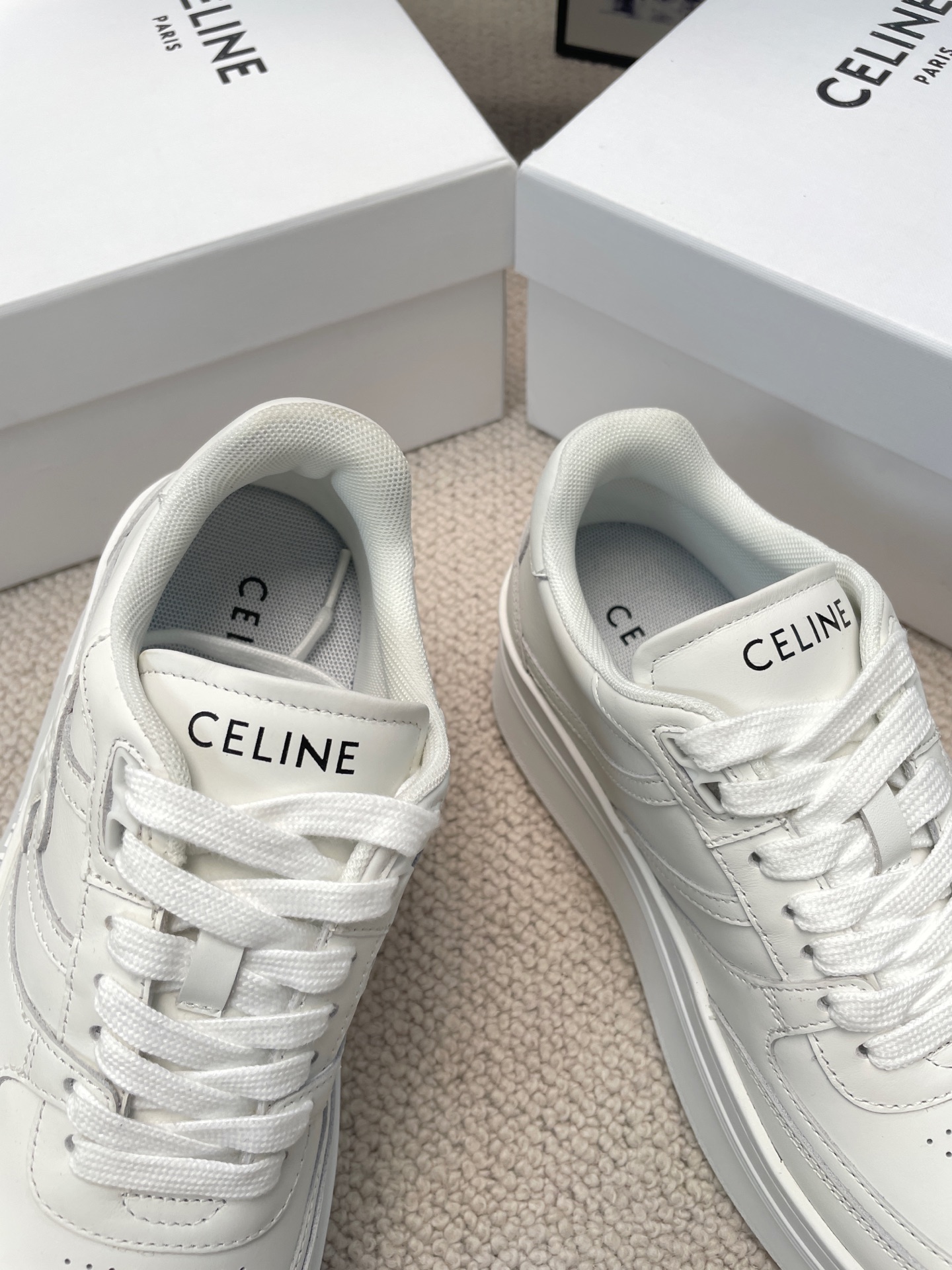 Celine Thick-soled Height-increasing White Sneakers