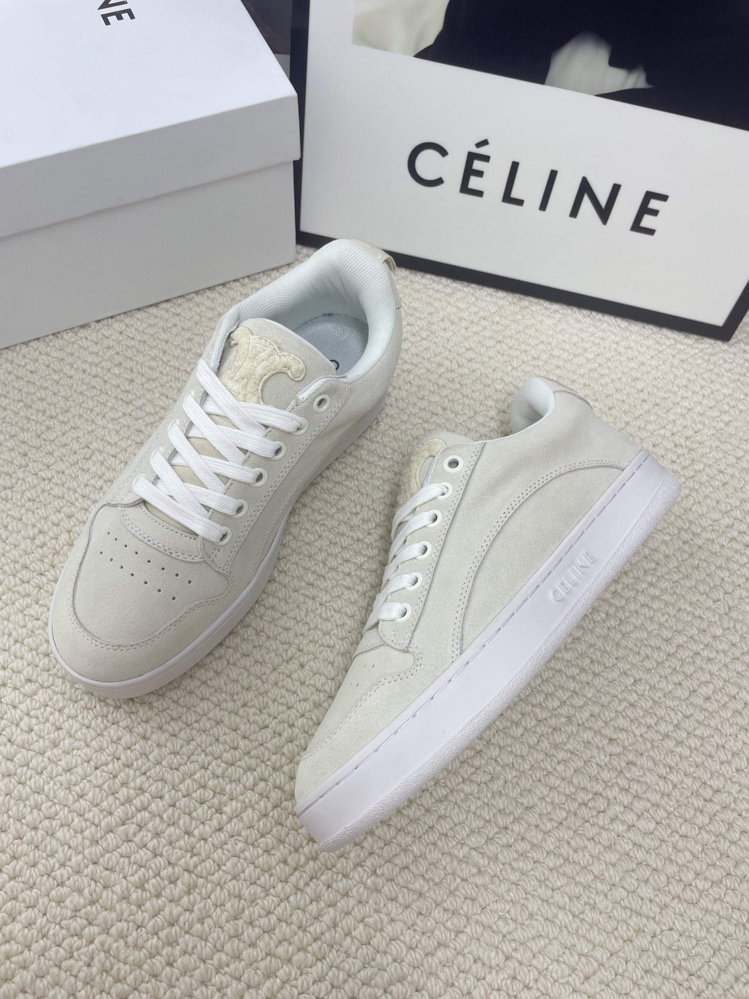 CELINE logo casual white sneakers