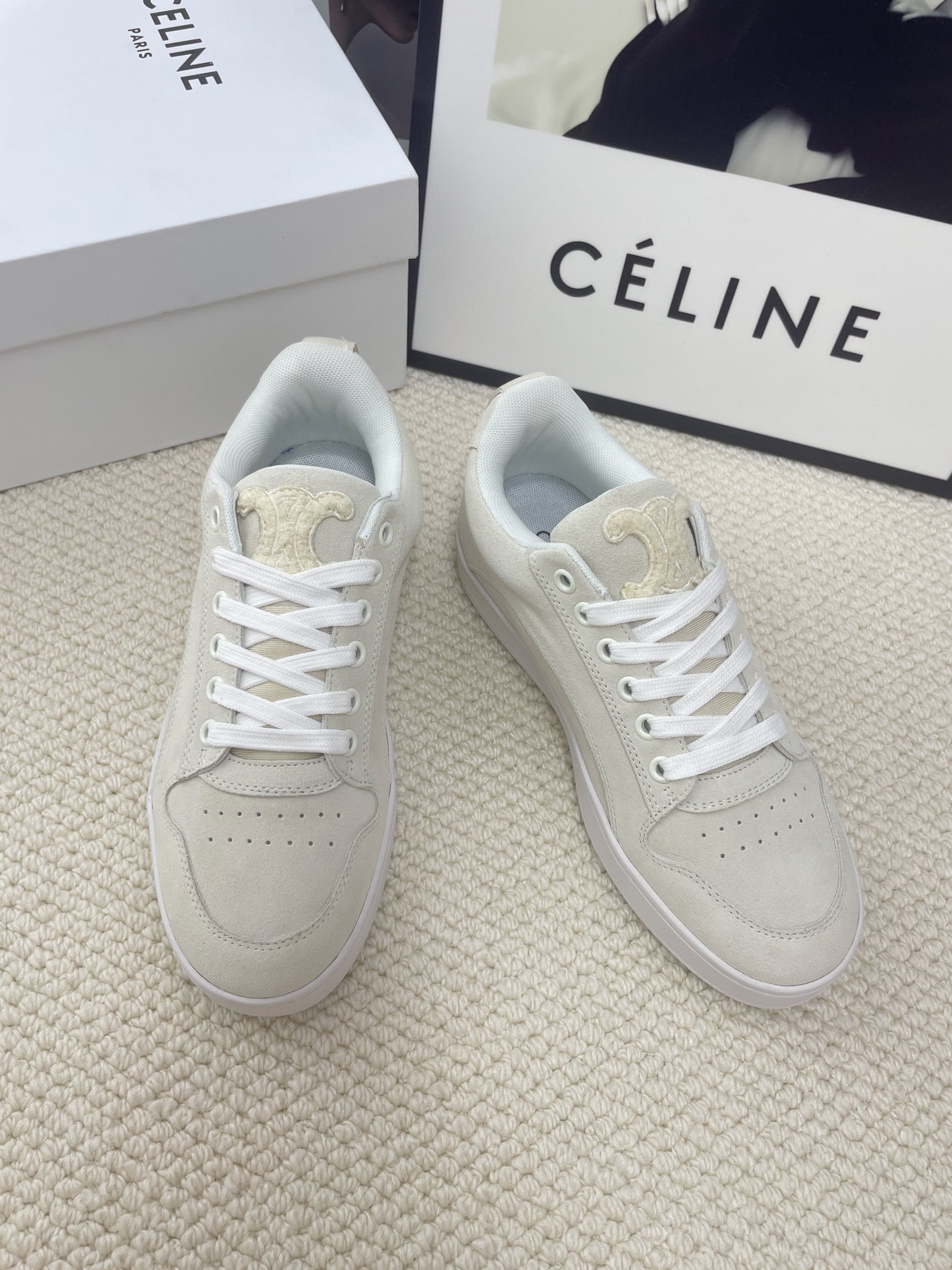 CELINE logo casual white sneakers