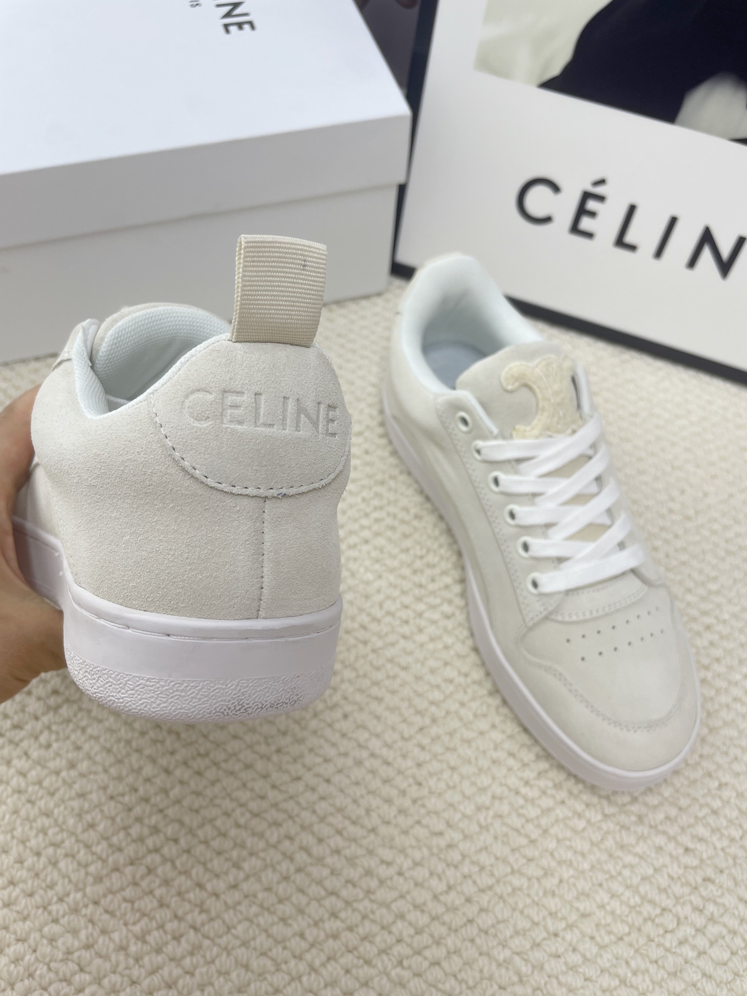 CELINE logo casual white sneakers