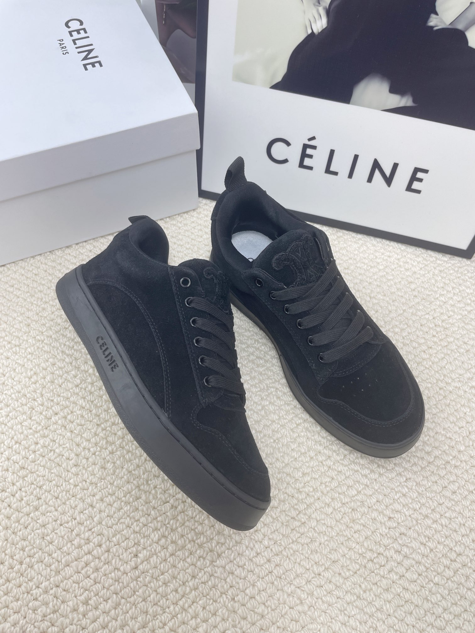 CELINE logo casual white sneakers