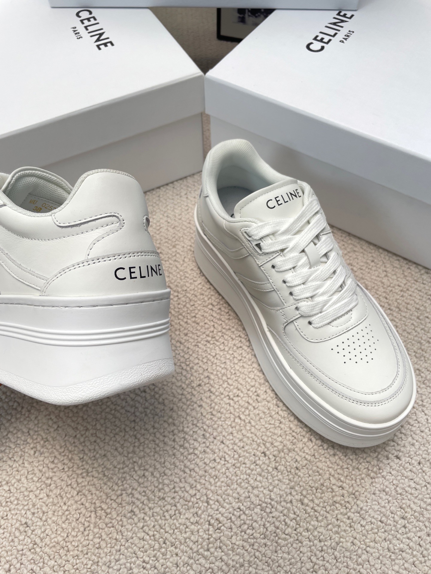 Celine Thick-soled Height-increasing White Sneakers