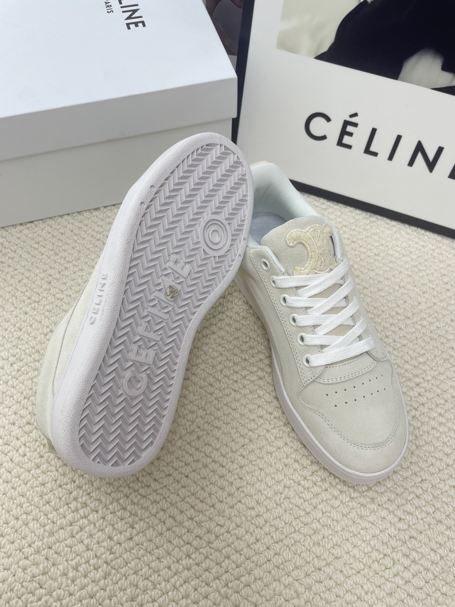 CELINE logo casual white sneakers