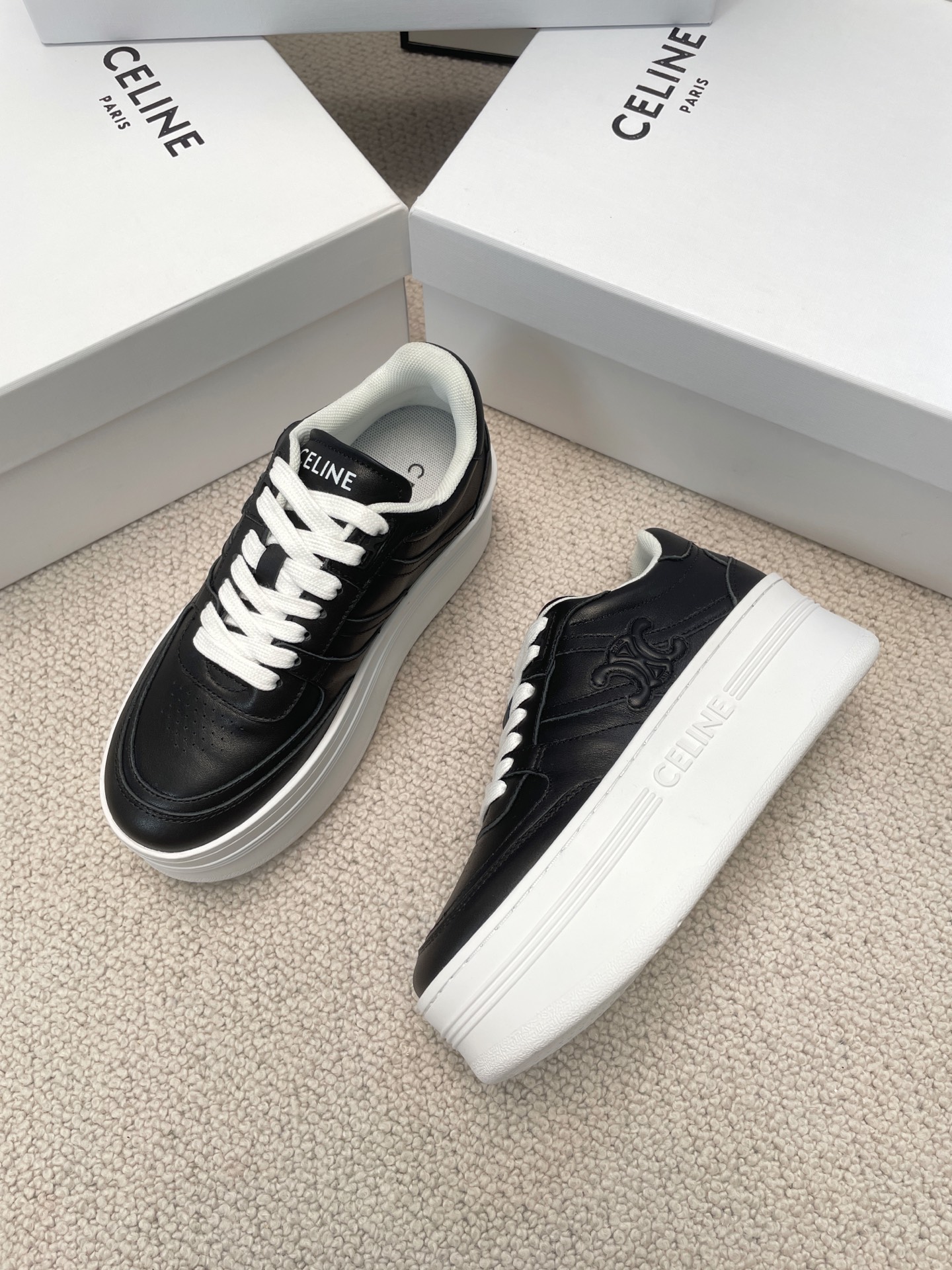 Celine Thick-soled Height-increasing White Sneakers