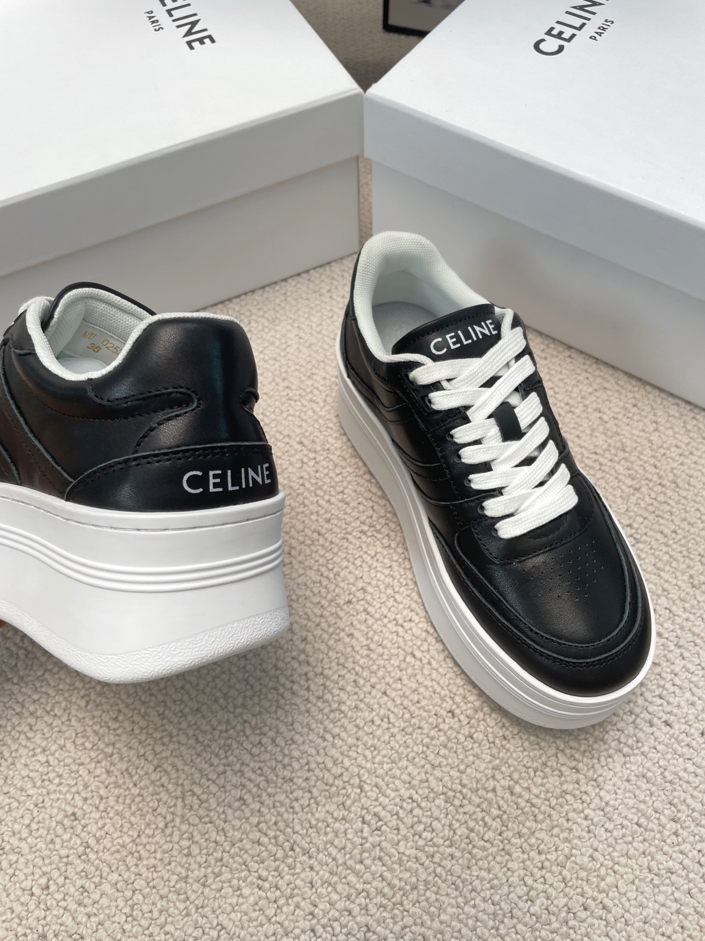 Celine Thick-soled Height-increasing White Sneakers