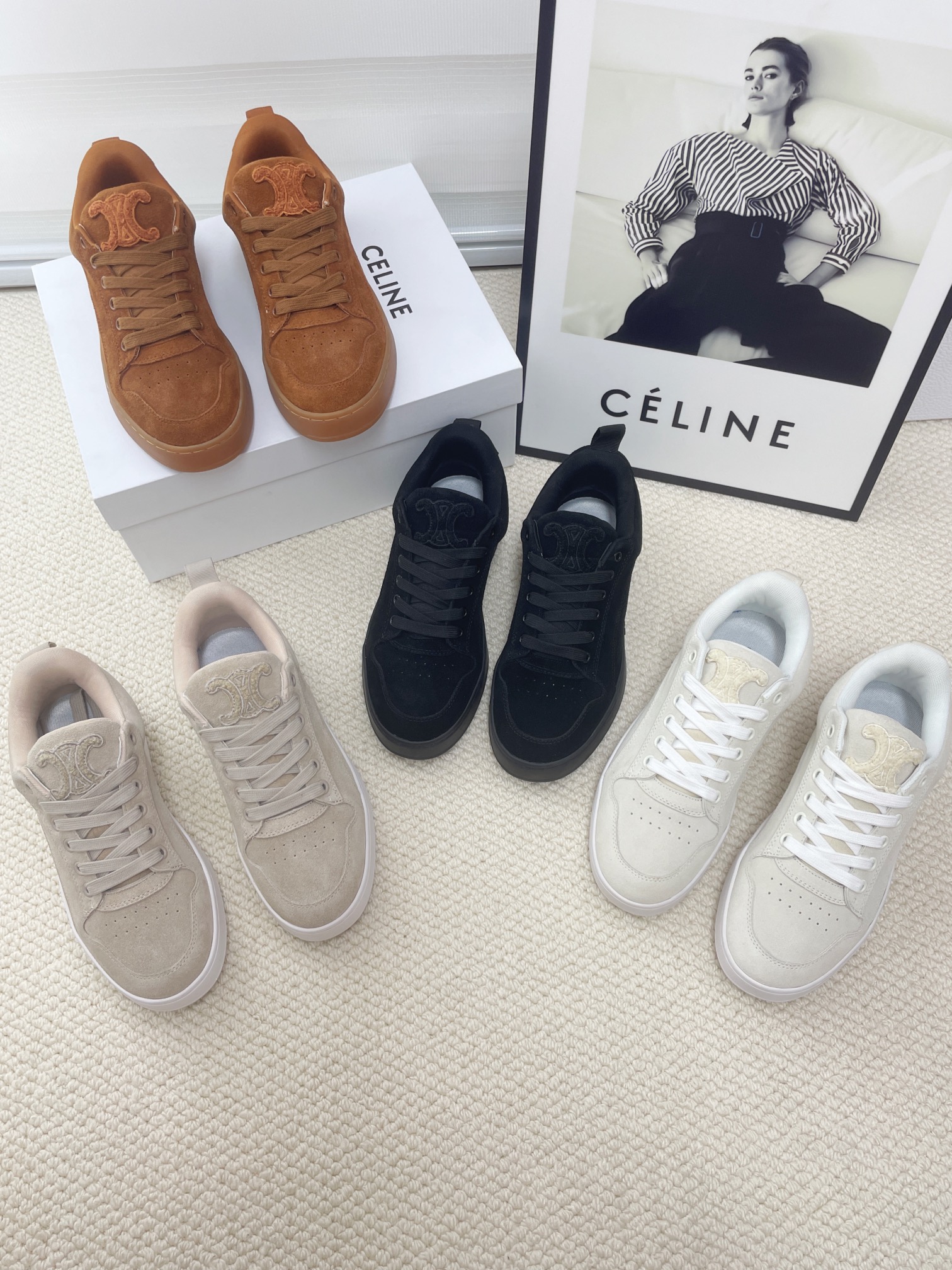 CELINE logo casual white sneakers