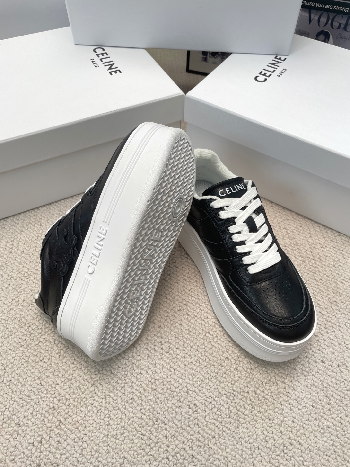 Celine Thick-soled Height-increasing White Sneakers