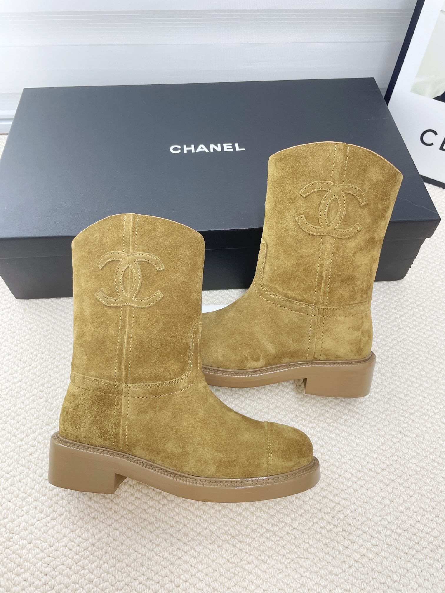 CHANEL autumn and winter letter knight boots