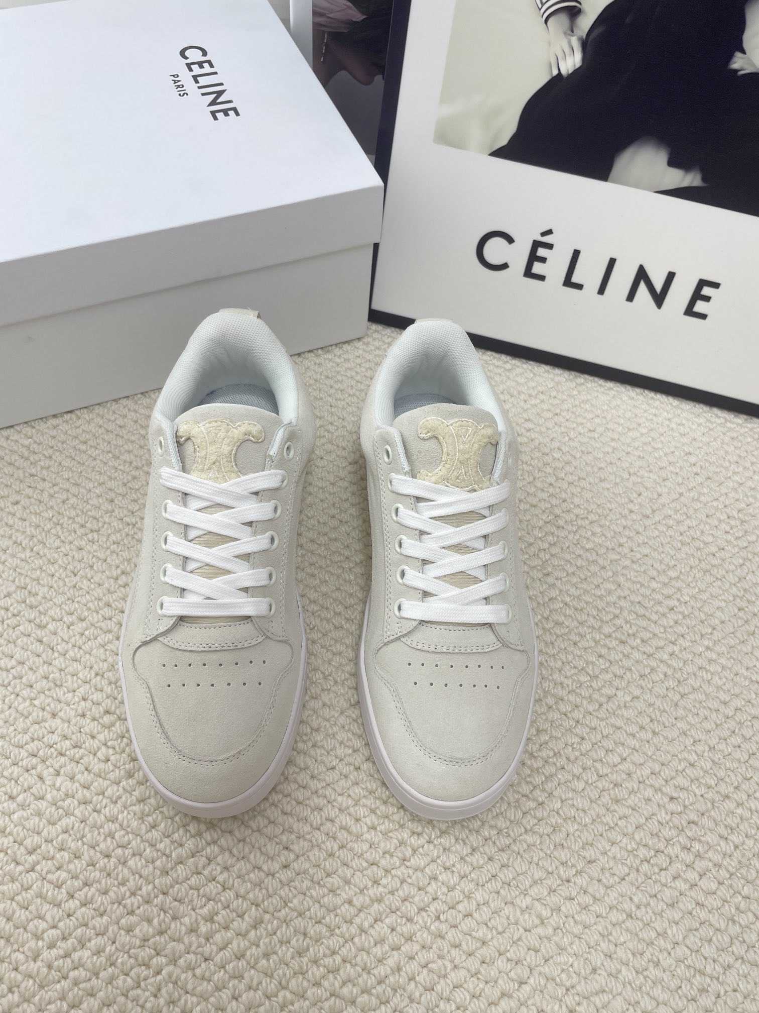 CELINE logo casual white sneakers