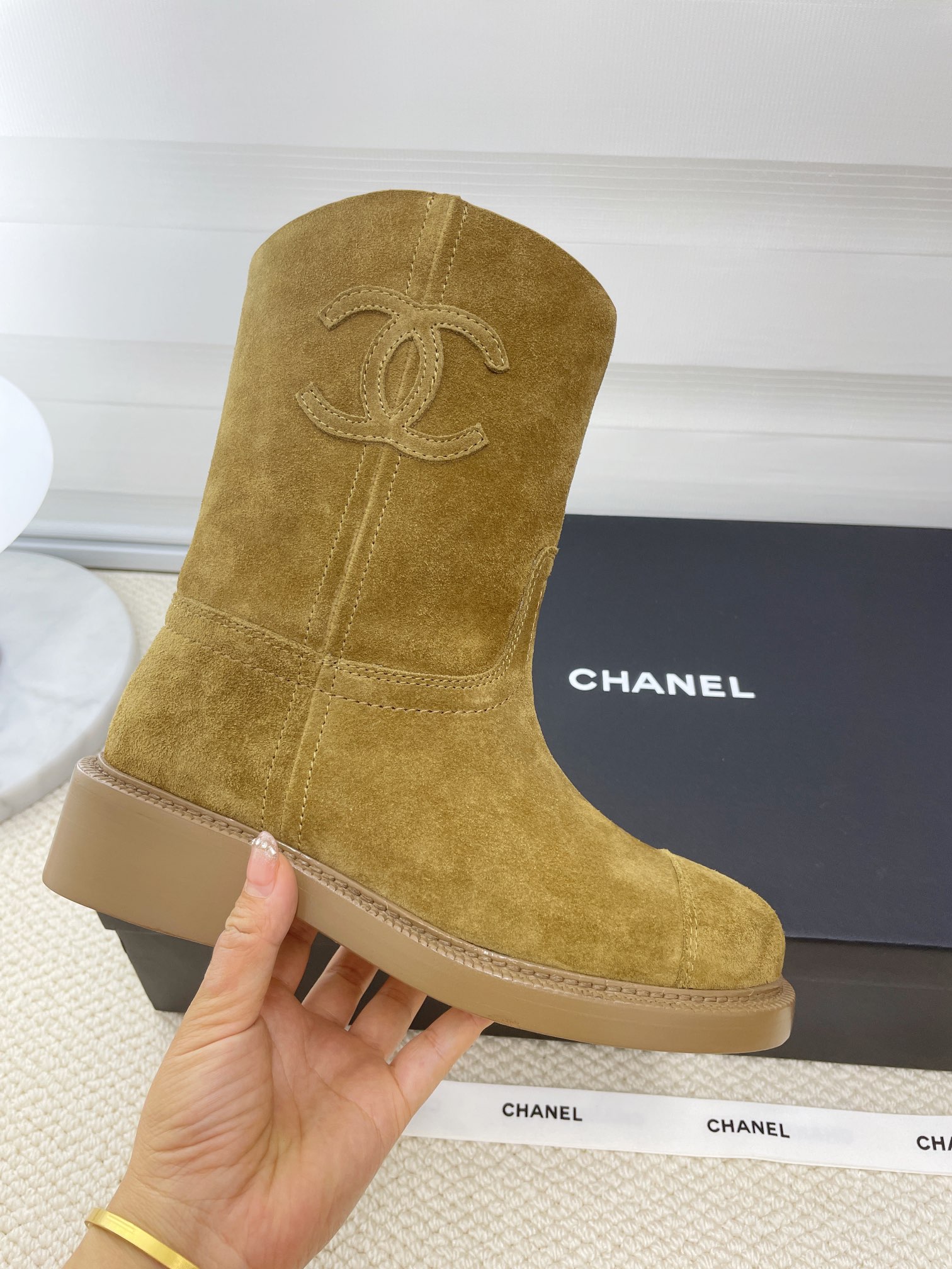 CHANEL autumn and winter letter knight boots