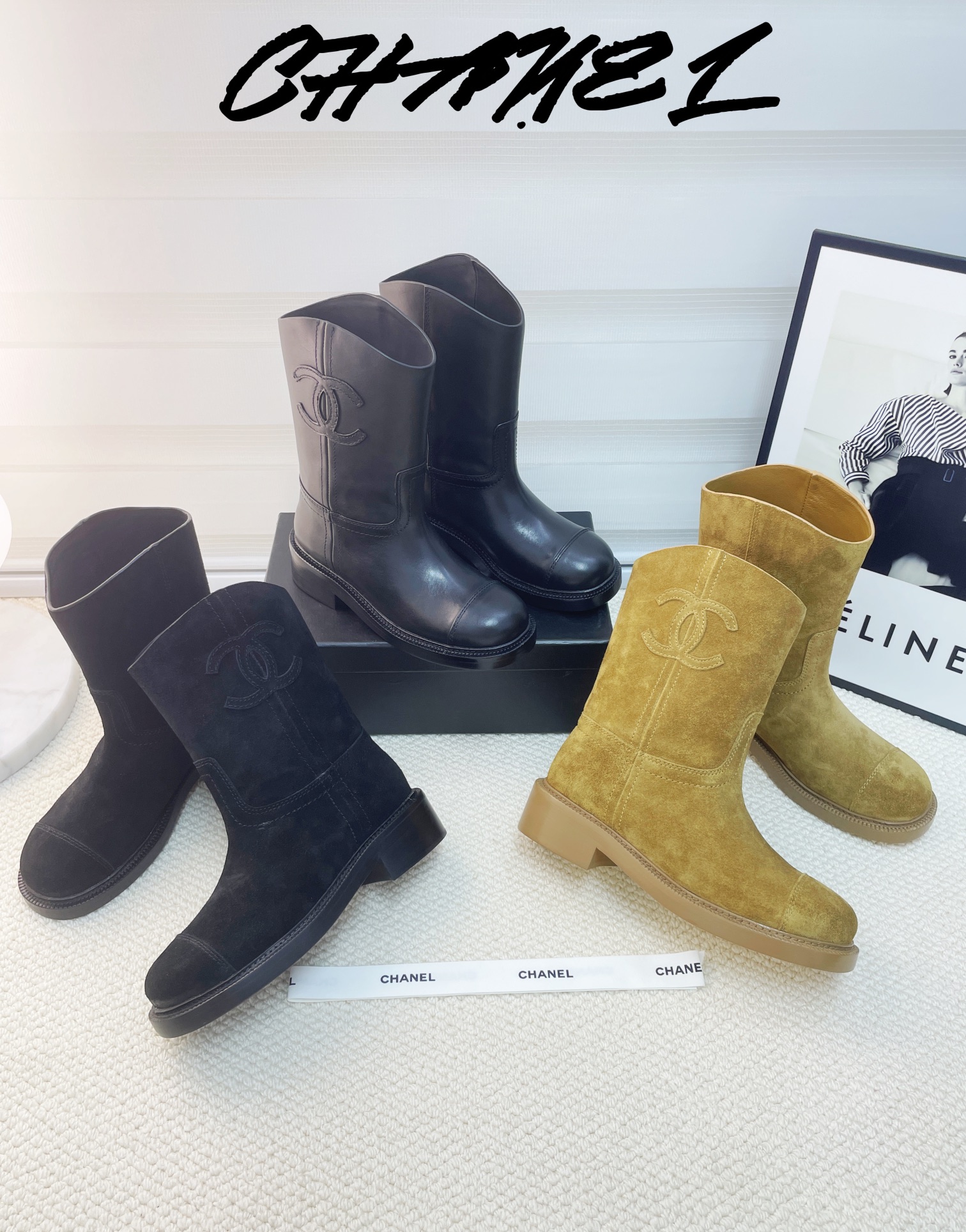 CHANEL autumn and winter letter knight boots
