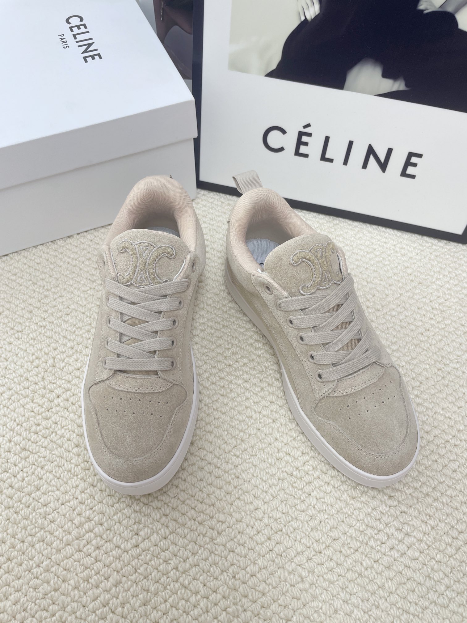 CELINE logo casual white sneakers