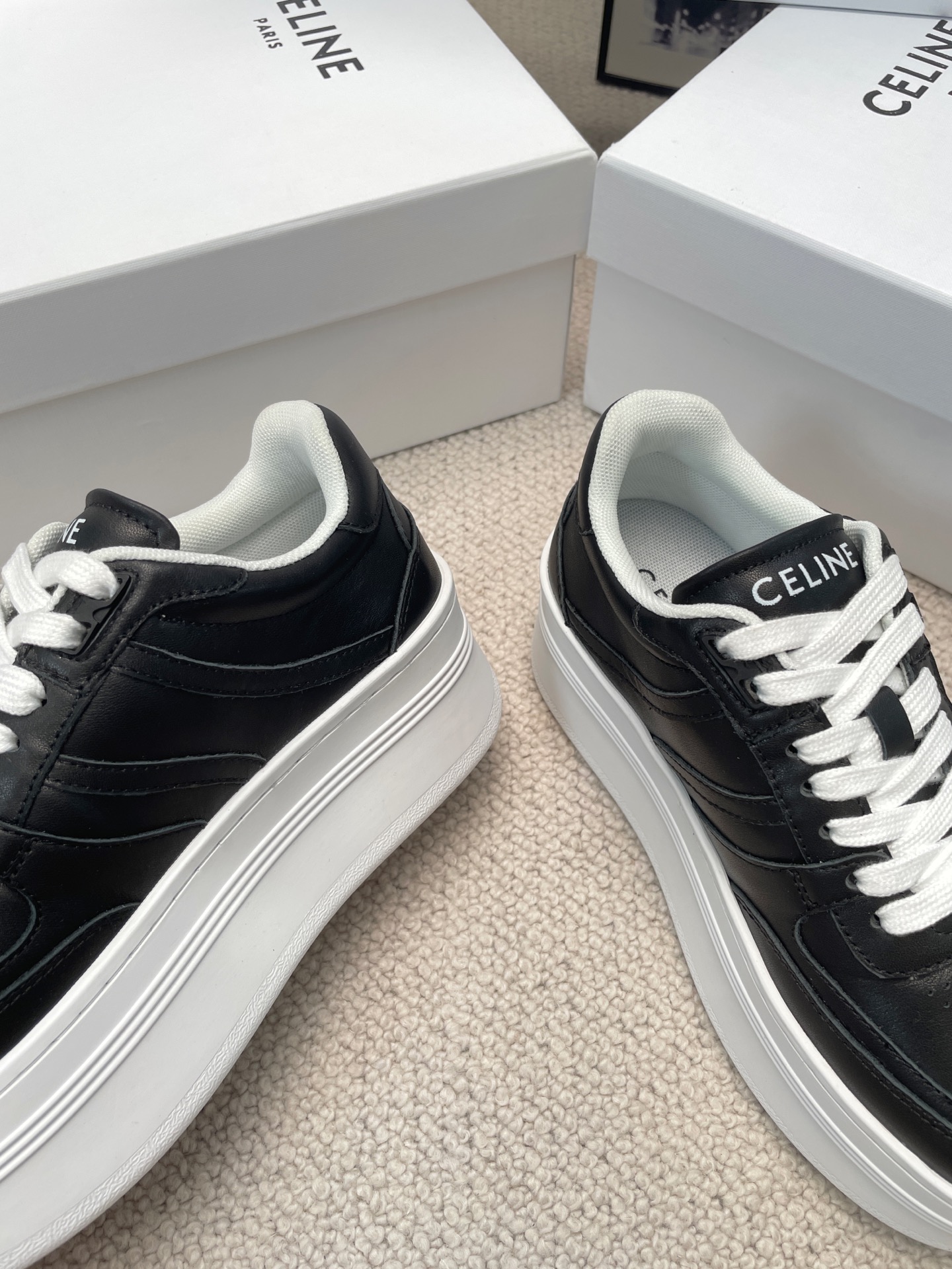 Celine Thick-soled Height-increasing White Sneakers