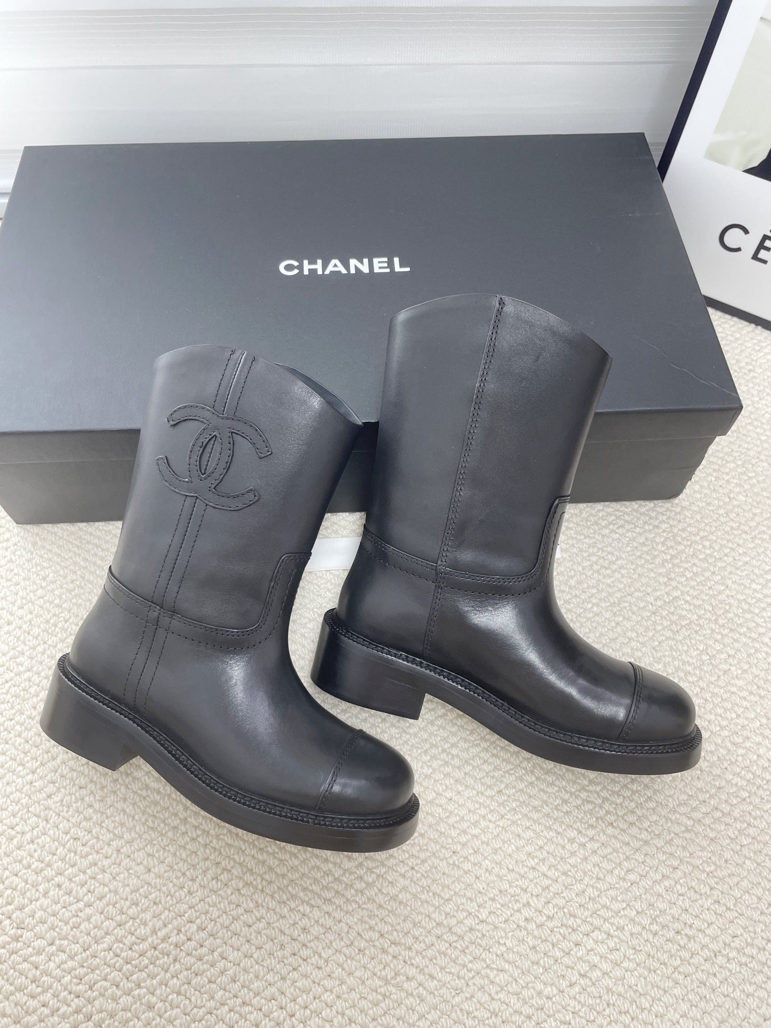 CHANEL autumn and winter letter knight boots