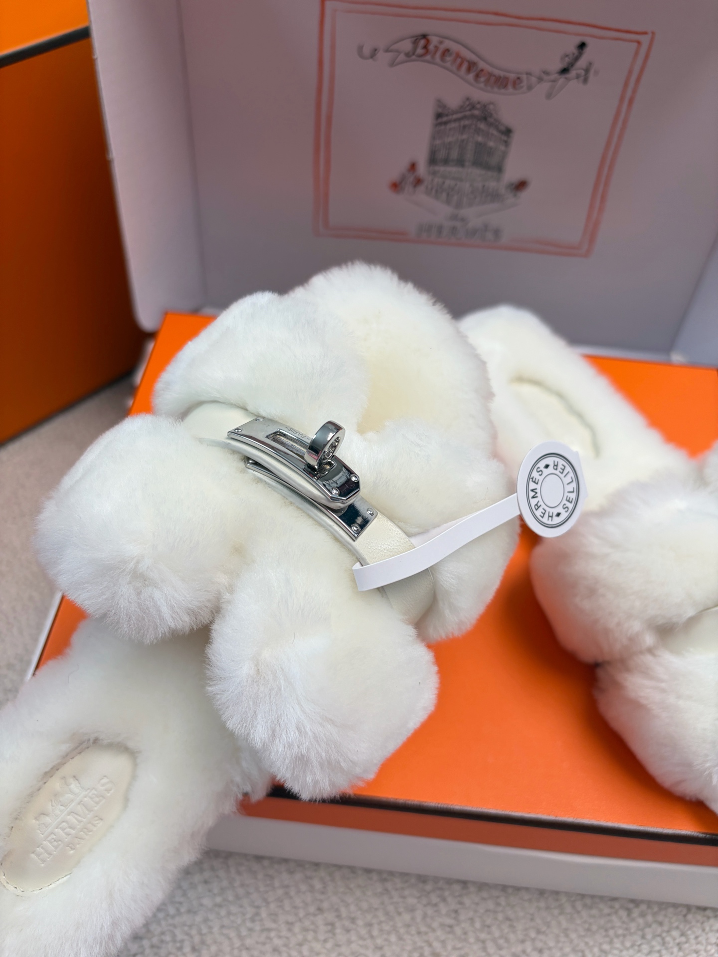 Hermès furry slippers