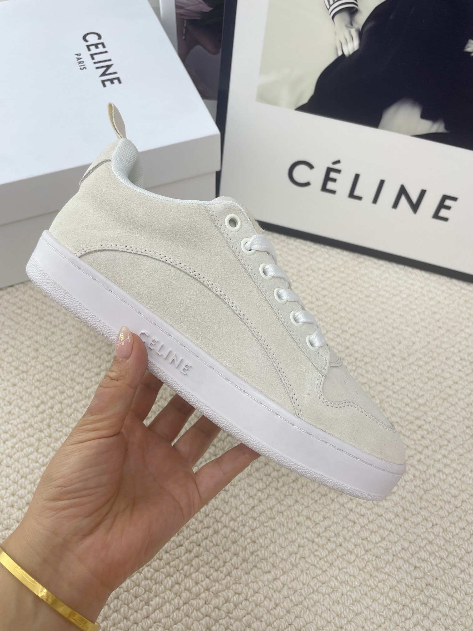 CELINE logo casual white sneakers