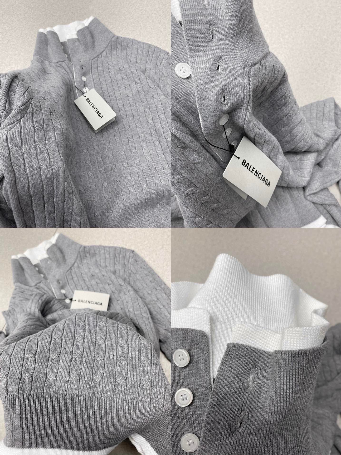 Balenciaga Cable Knit Fake Two-Piece Lapel Sweater