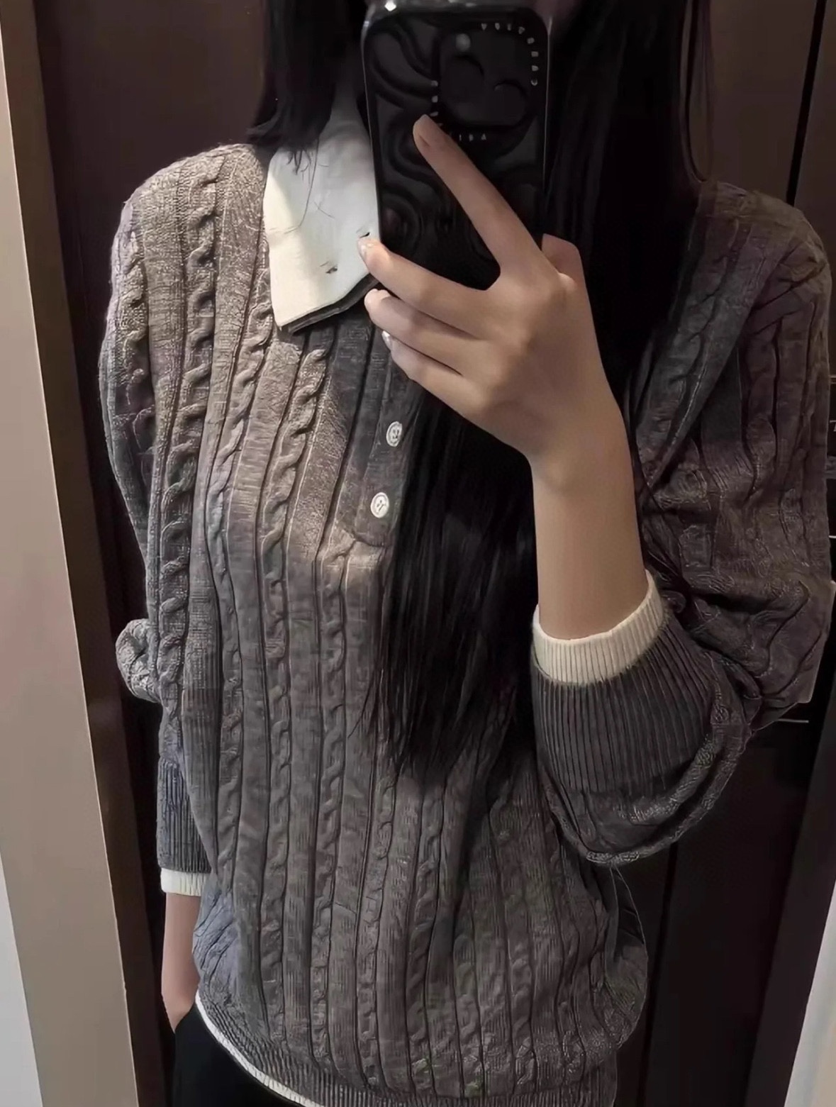 Balenciaga Cable Knit Fake Two-Piece Lapel Sweater