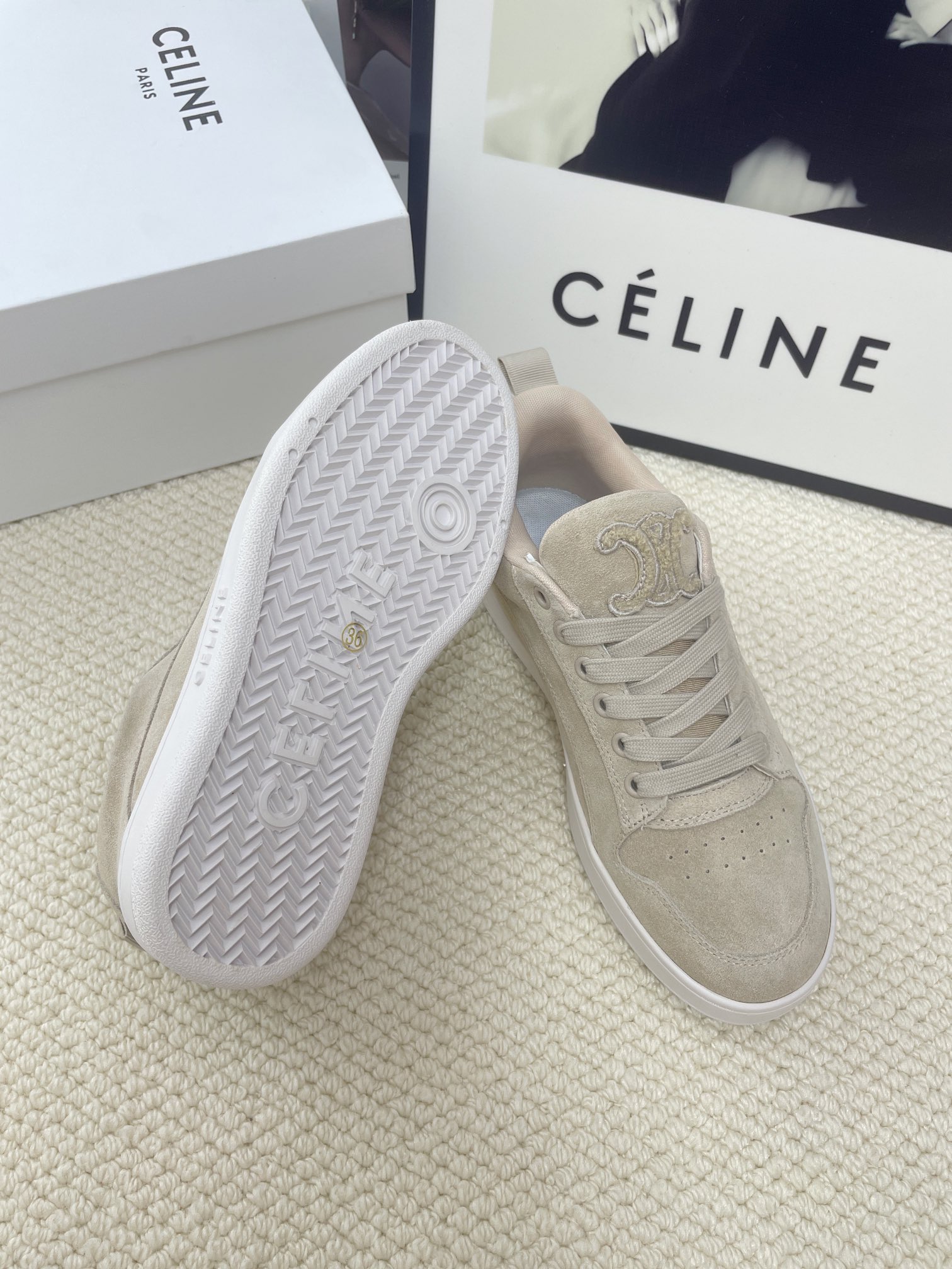 CELINE logo casual white sneakers