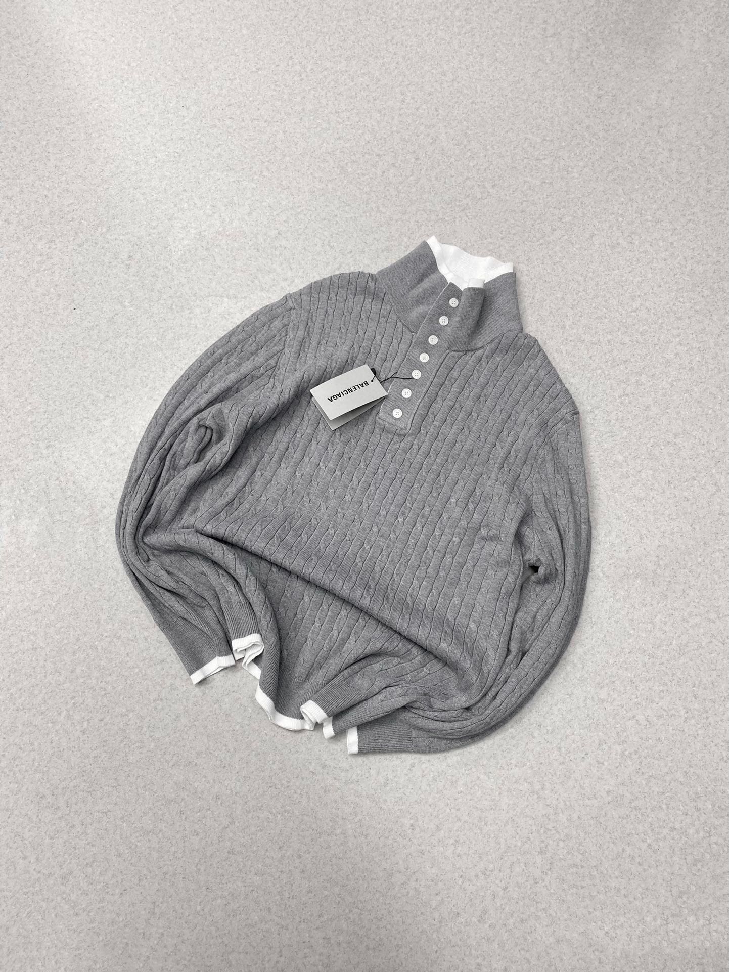 Balenciaga Cable Knit Fake Two-Piece Lapel Sweater