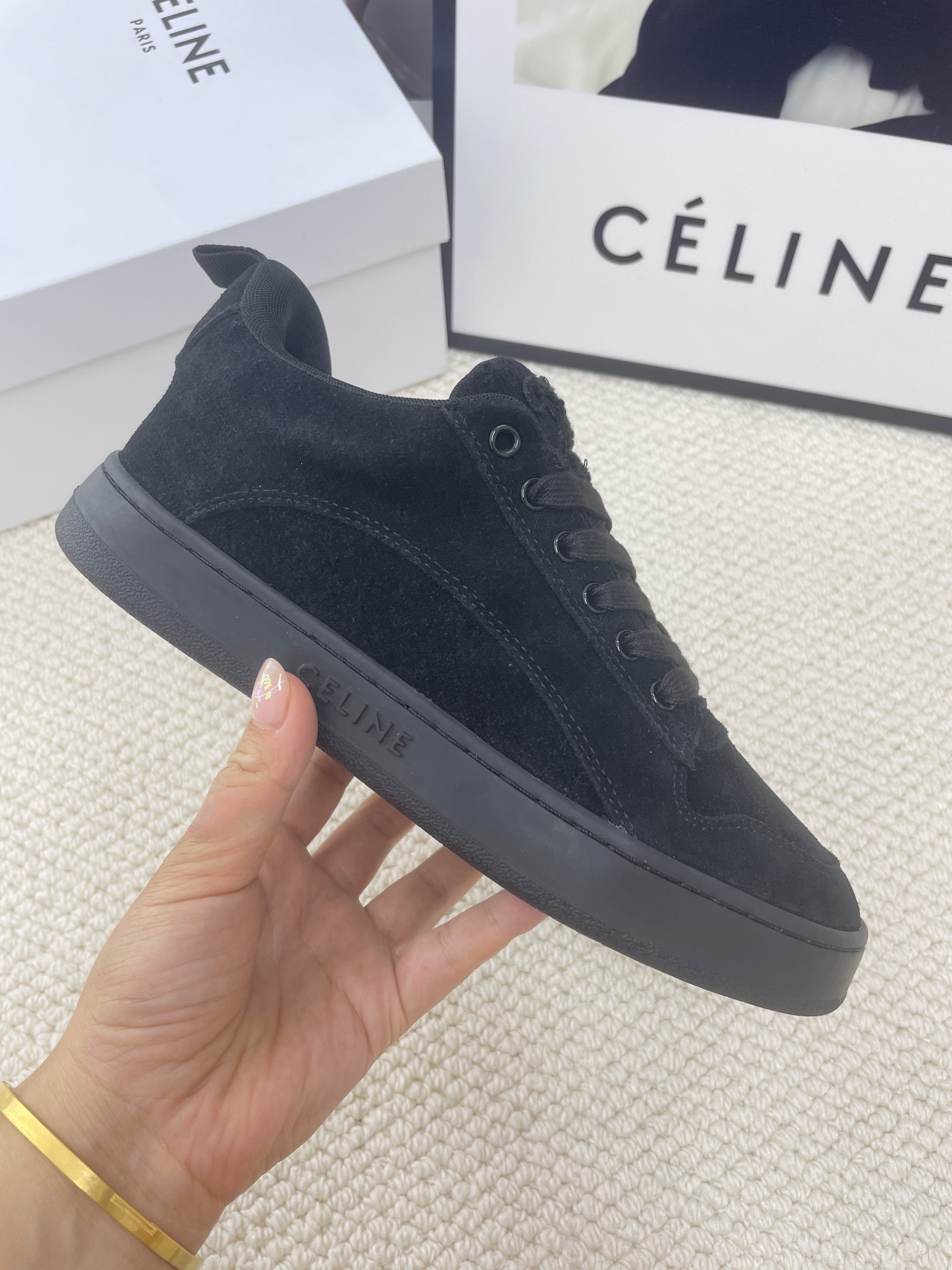 CELINE logo casual white sneakers