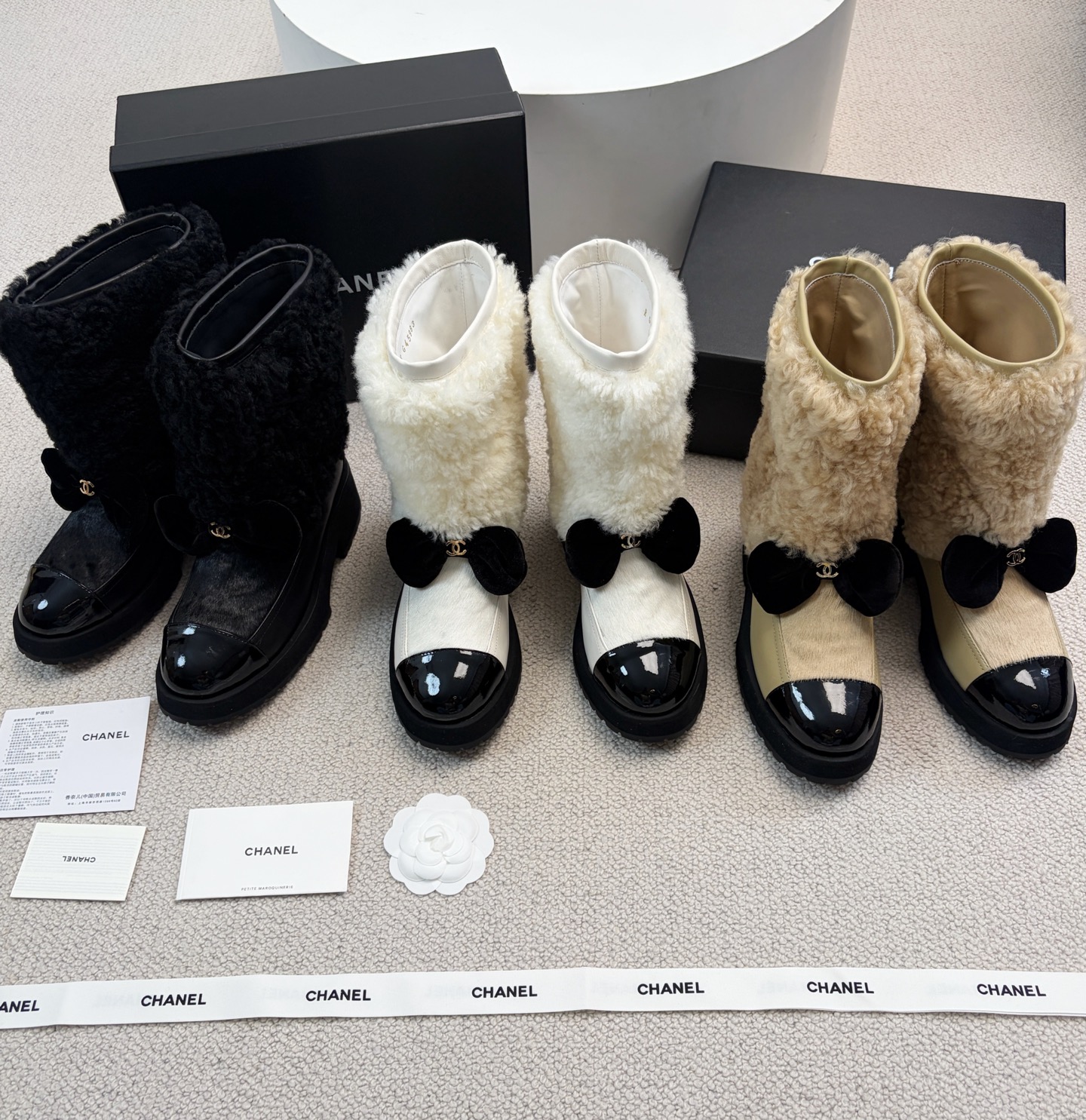 Chanel 2025 Spring/Summer New Style Ski Collection Mid-Calf Furry Shoes