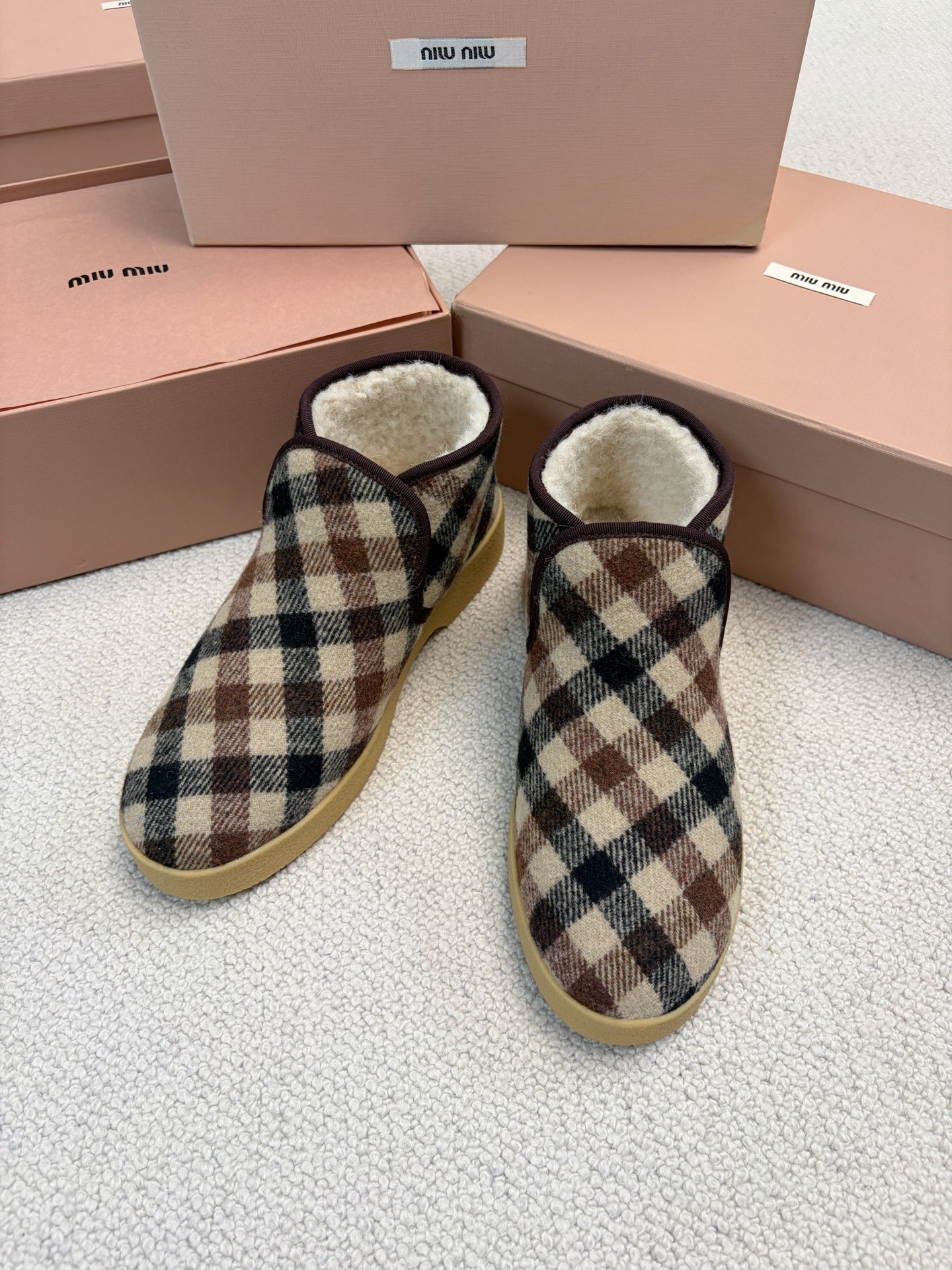 Miu Miu Autumn/Winter Runway Style Wool Short Boots