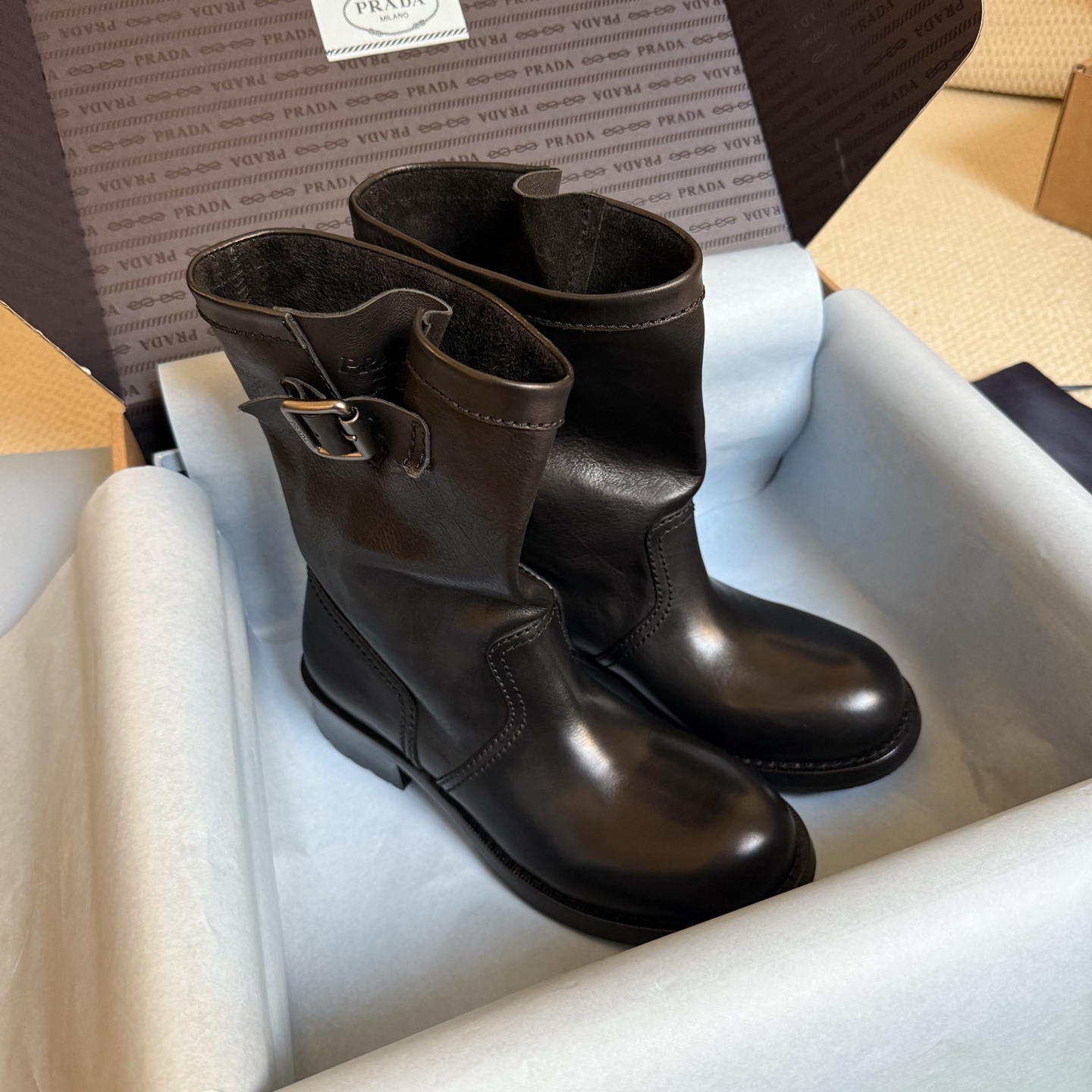 Prada 2025 Spring/Summer Autumn-Winter New Arrival Biker Boots