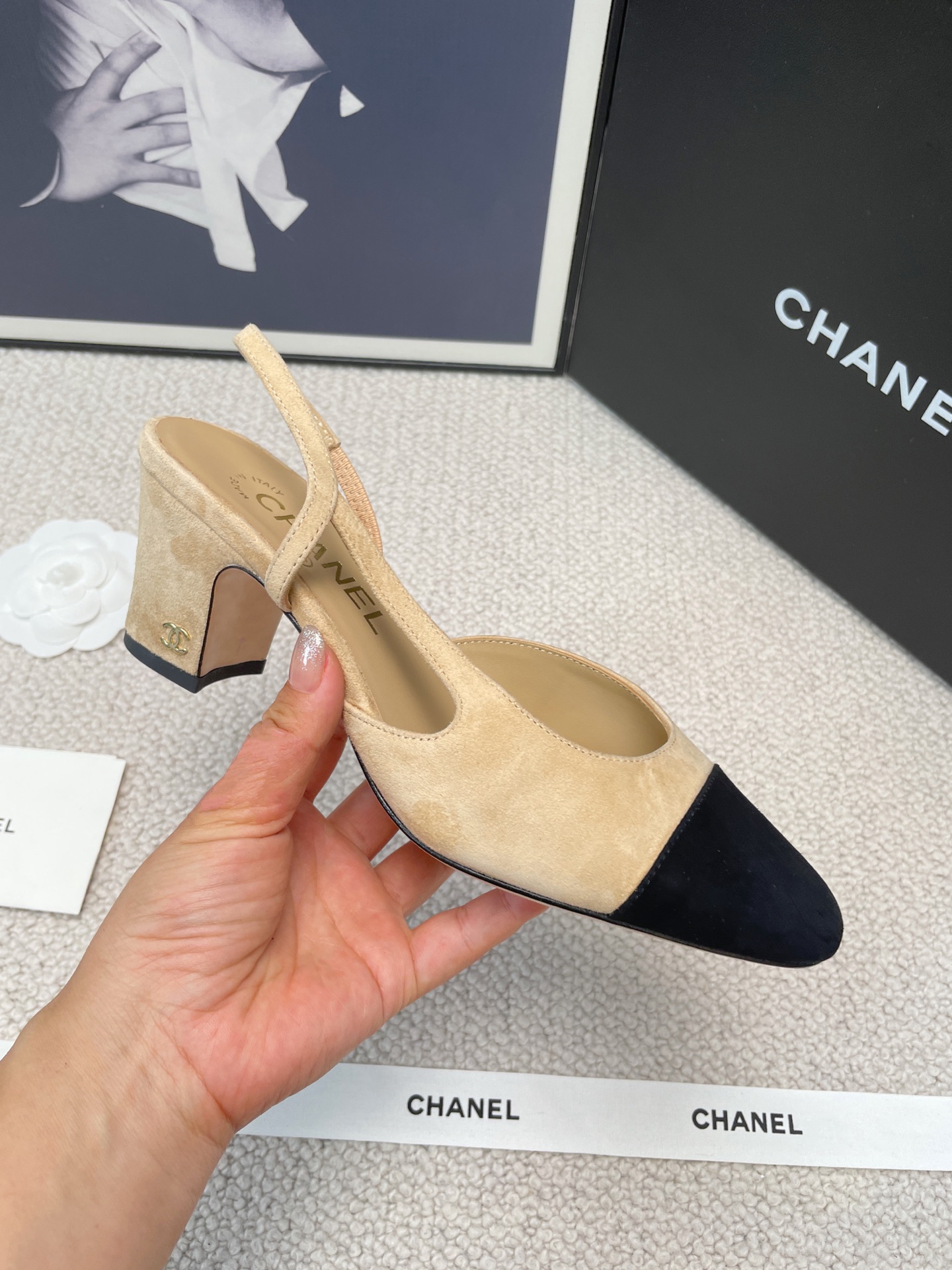 CHANEL Glue-Set Open-Back Sandals Flat / Chunky Heel