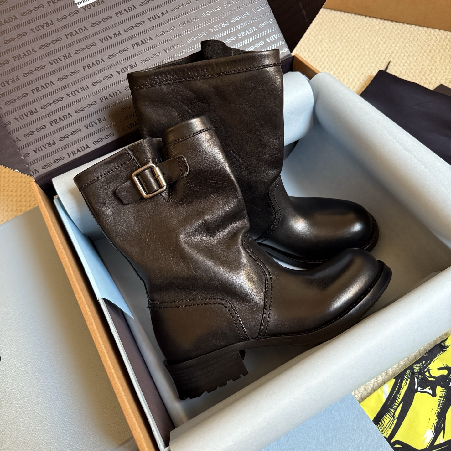 Prada 2025 Spring/Summer Autumn-Winter New Arrival Biker Boots